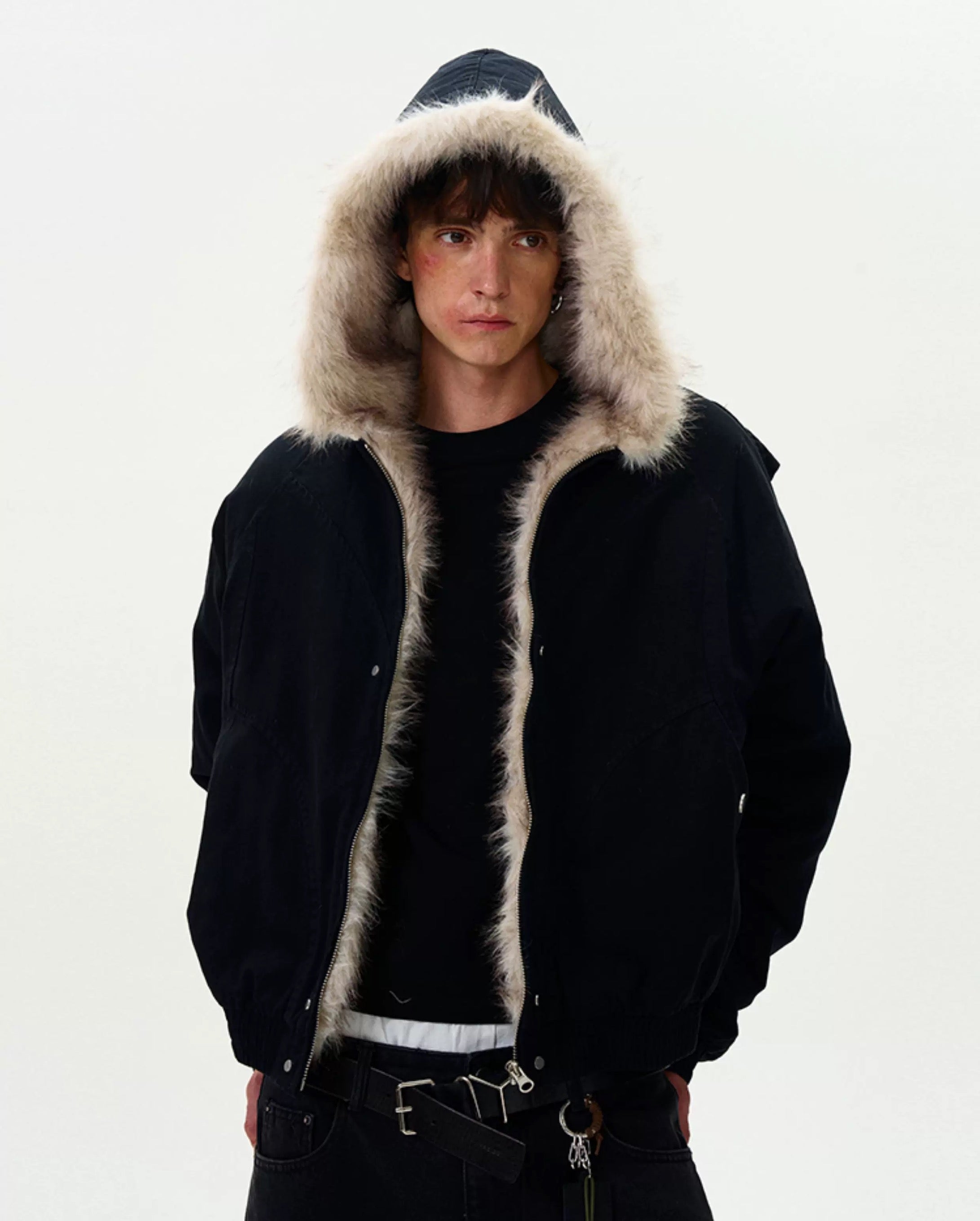American Vintage Deconstructed Fleece-Lined Jacket – Retro Streetwear Outerwear FE0067