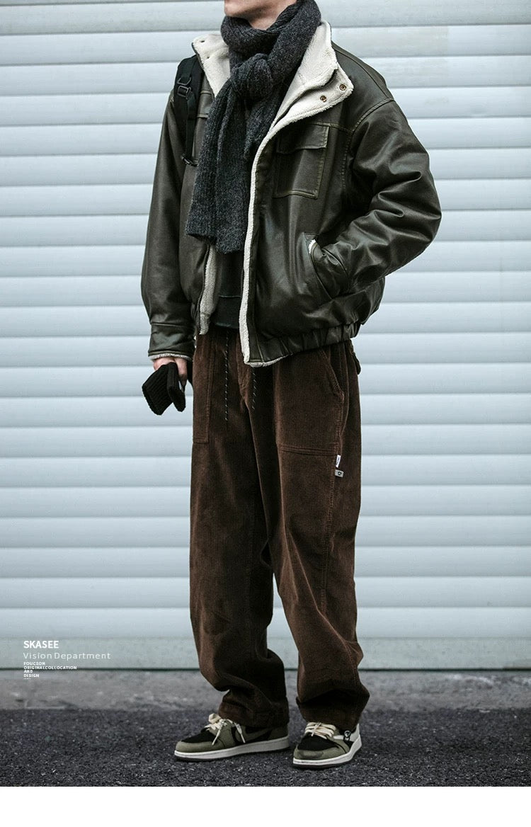 Morandi Brown Thickened Warm Lambswool Streetwear Coat   FE0269