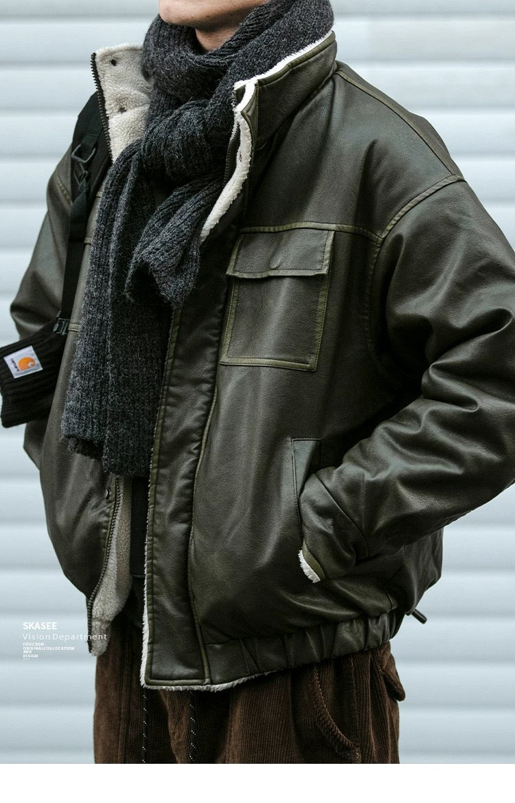 Morandi Brown Thickened Warm Lambswool Streetwear Coat   FE0269