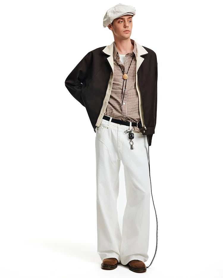 Men’s Deconstructed Layered Jacket – Vintage Minimal Street Outerwear   FE0034