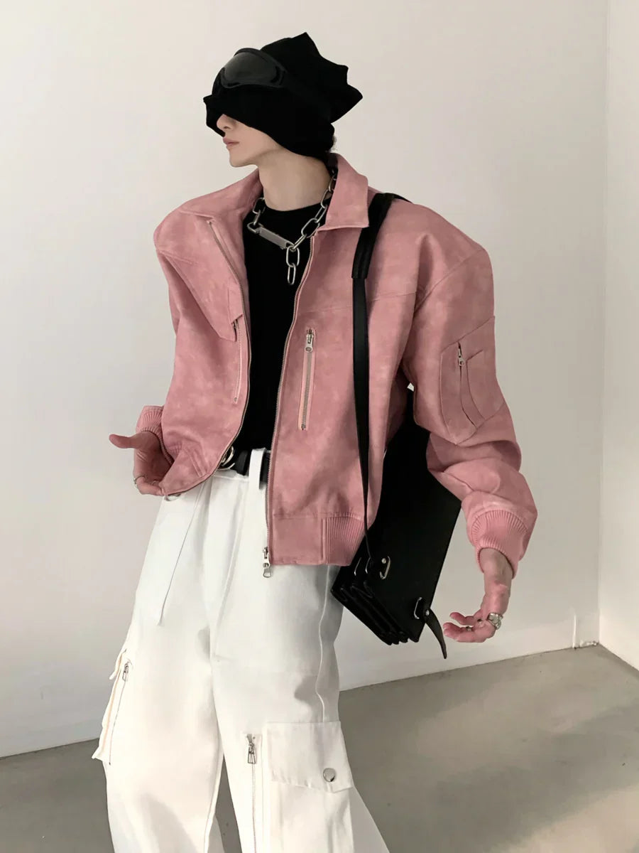 WASHED FROSTED LEATHER JACKET  FE0464