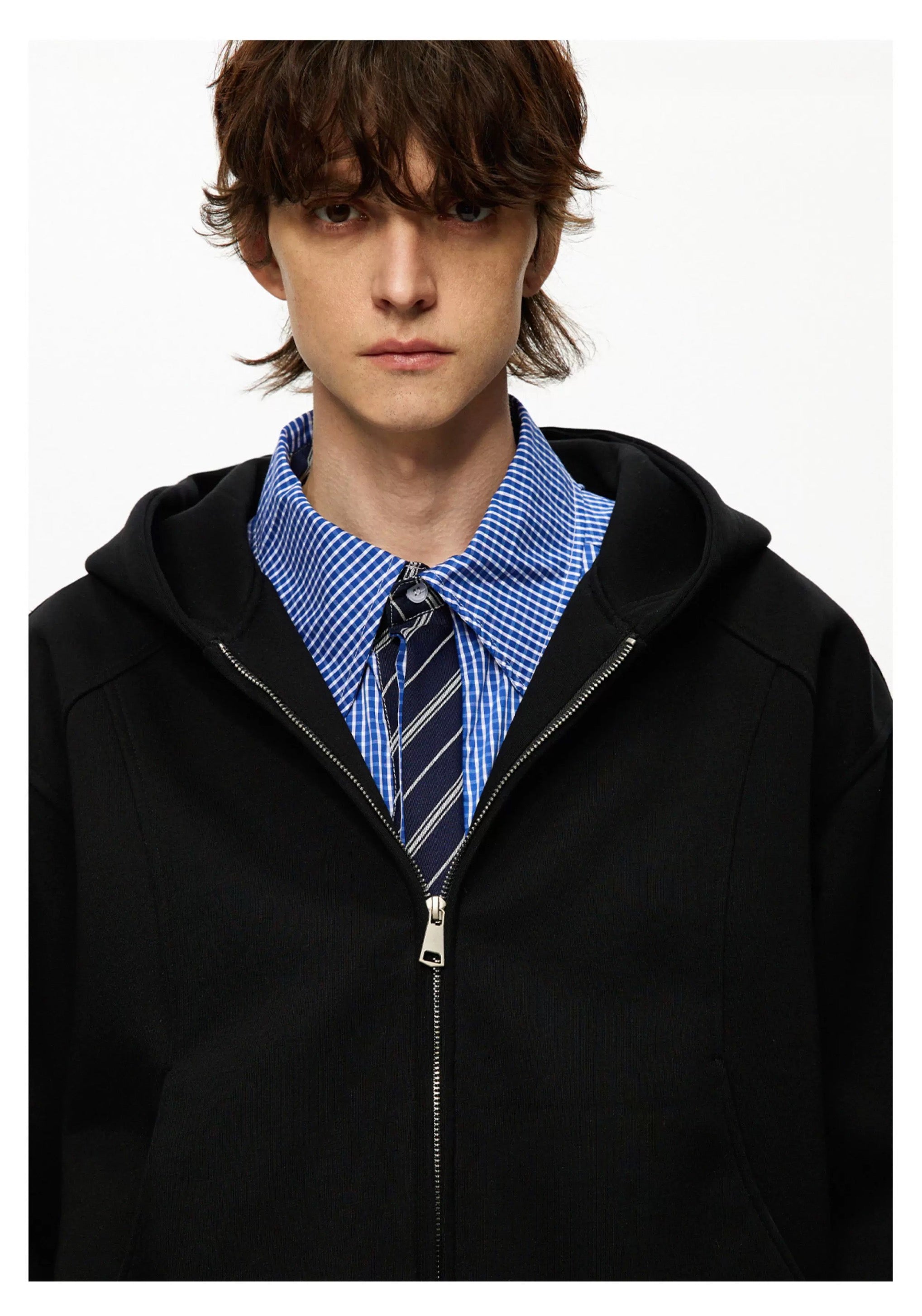 Men’s Cropped Zip-Up Hoodie – American Street Minimal Short Hoodie Jacket FE0003