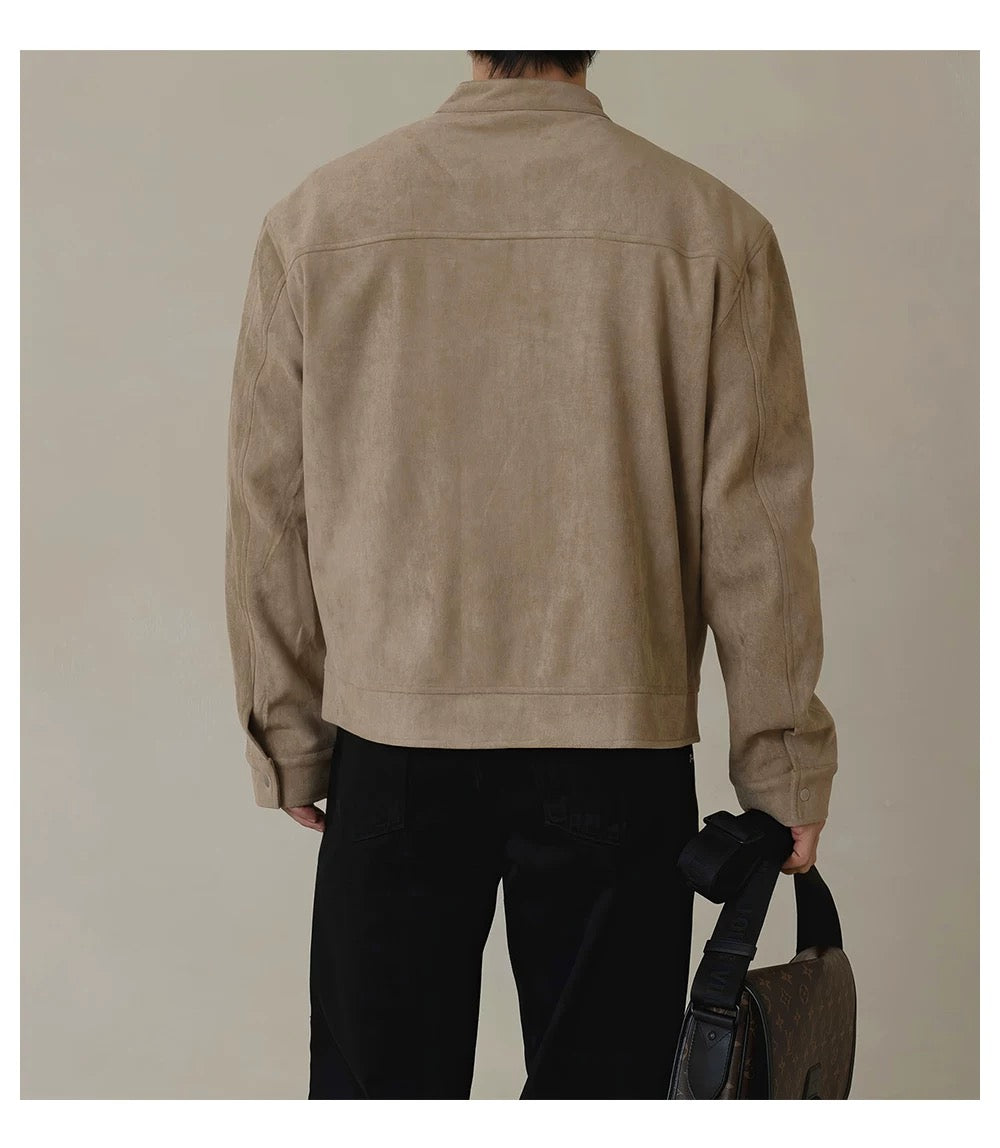 American Stand Collar Jacket – Vintage Streetwear Short Coat for Men FE0340