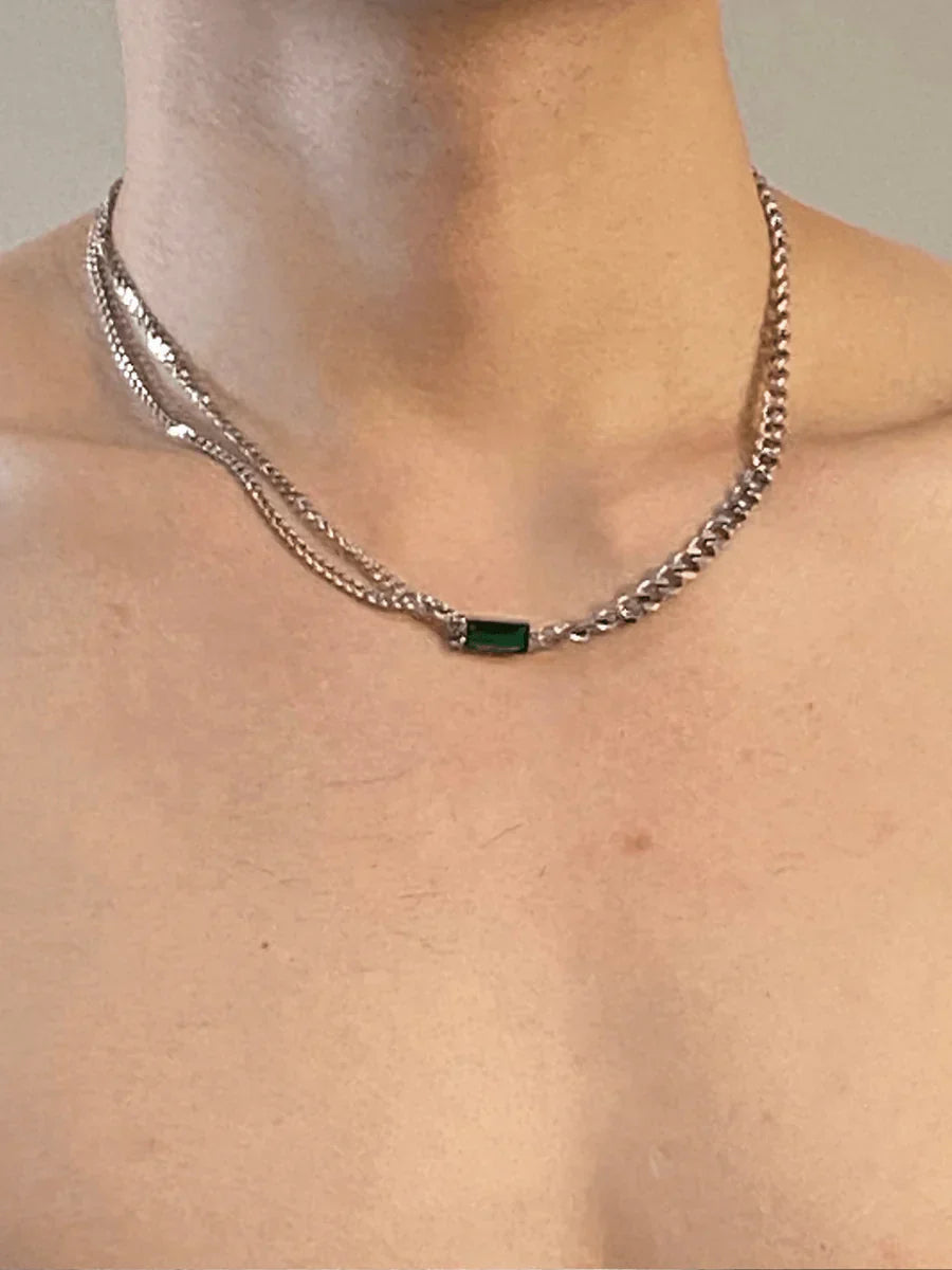 SQUARE GREEN DIAMOND NECKLACE   FA123