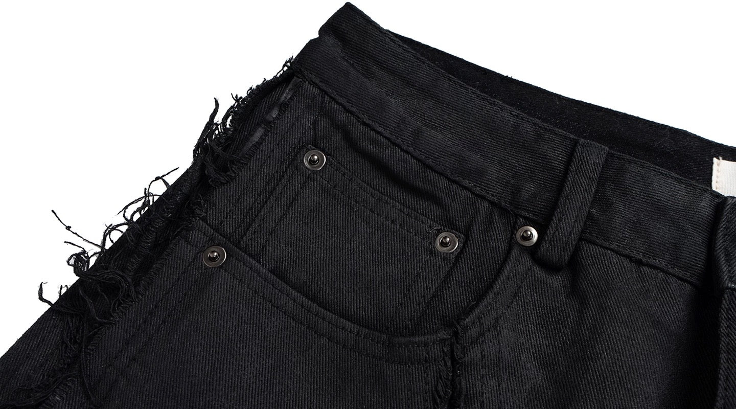 Street Style Waxed Wash Distressed Baggy Jeans   FE0013