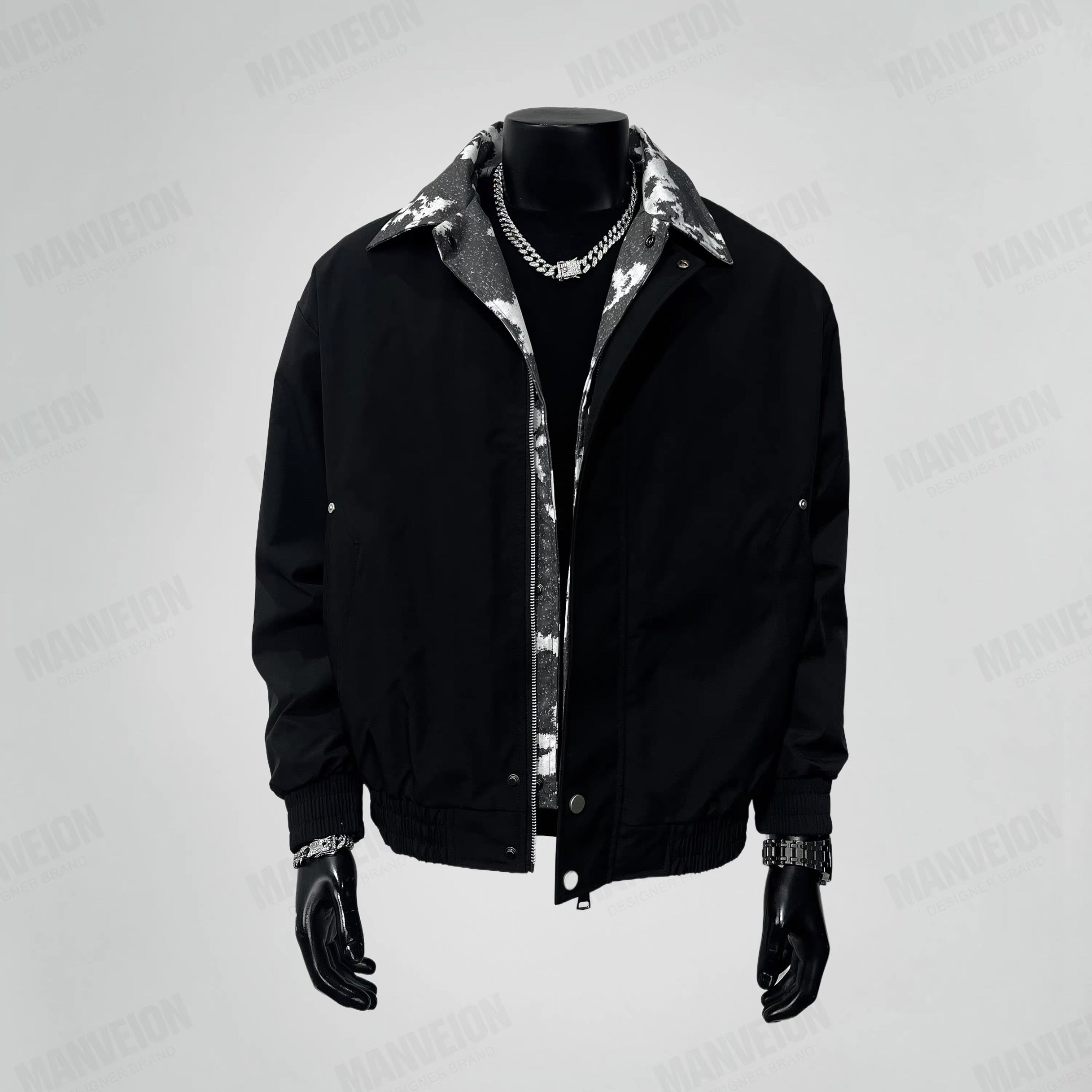 Men’s Vintage Layered Collar Jacket – Loose Fit Retro Streetwear Coat   FE0015