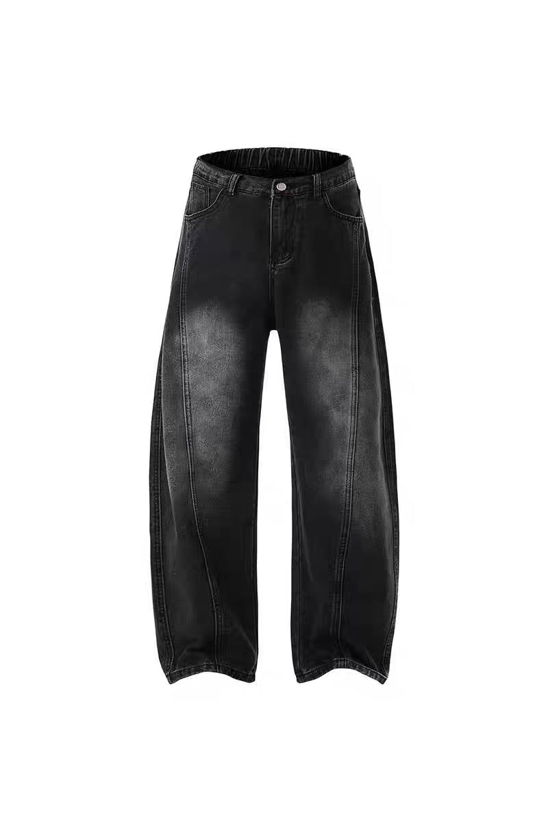 Men’s Retro Arc Panel Loose-Fit Denim Jeans FE0081
