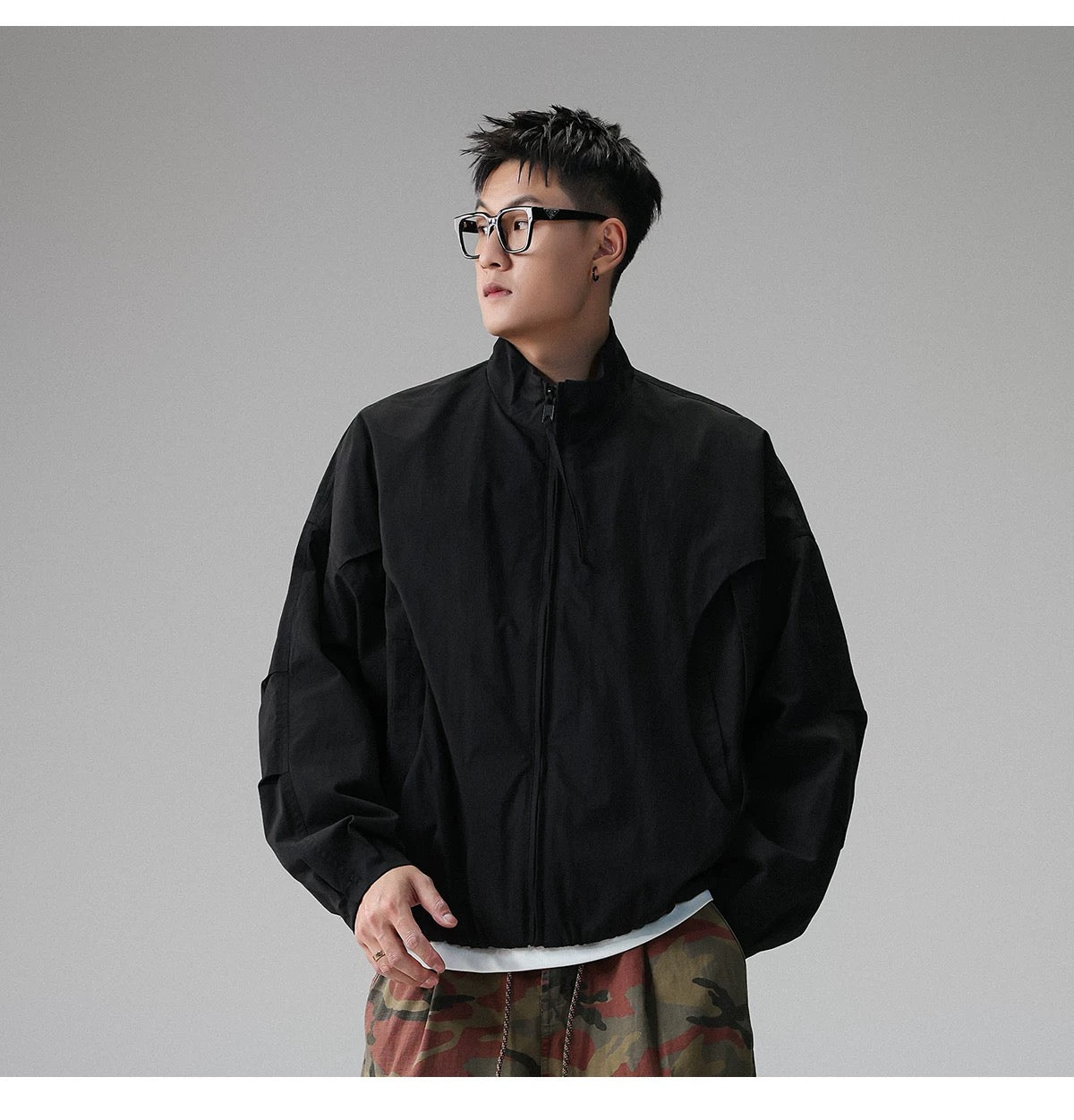 American Stand-Collar Jacket – Vintage Minimalist Streetwear Outerwear   FE0351