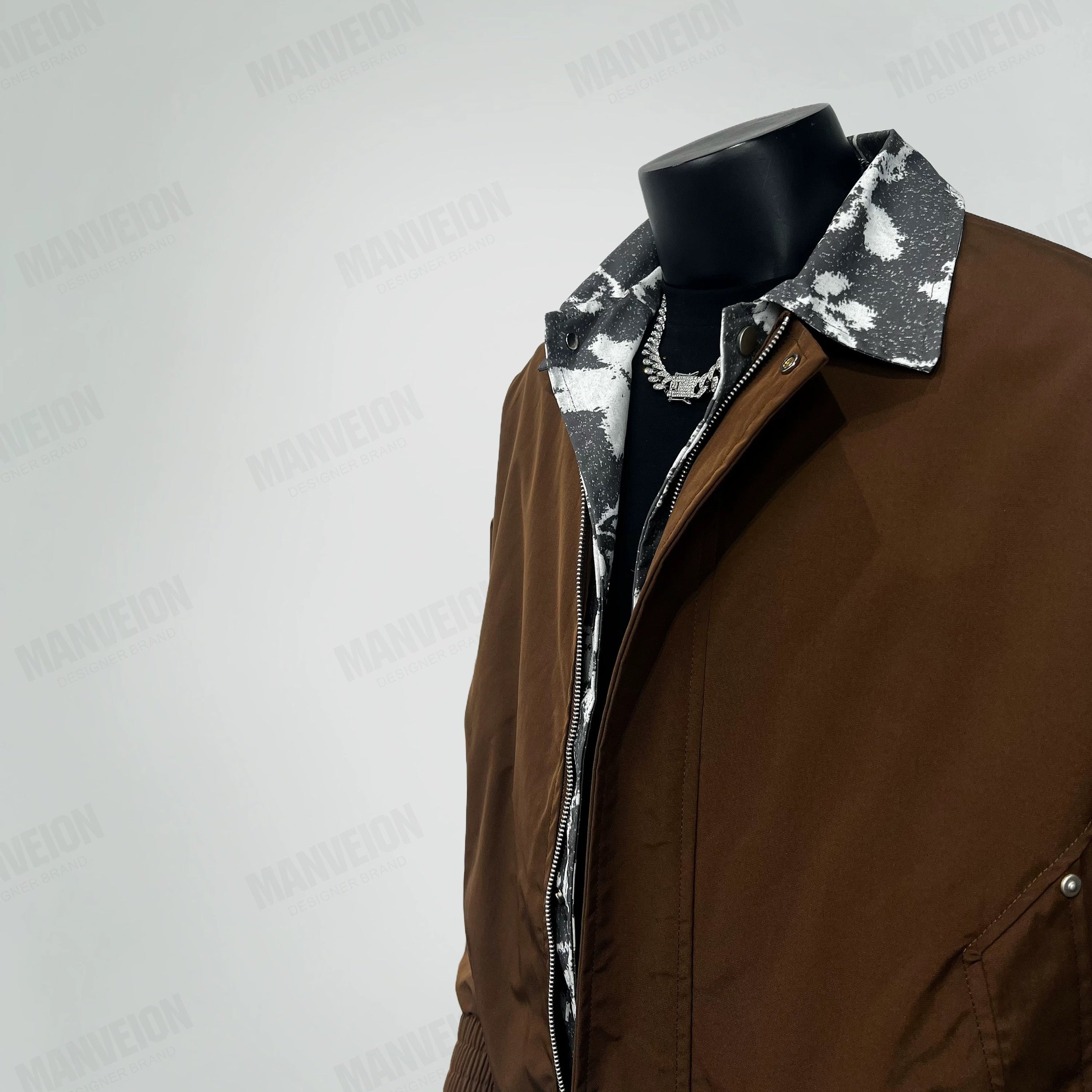 Men’s Vintage Layered Collar Jacket – Loose Fit Retro Streetwear Coat   FE0015