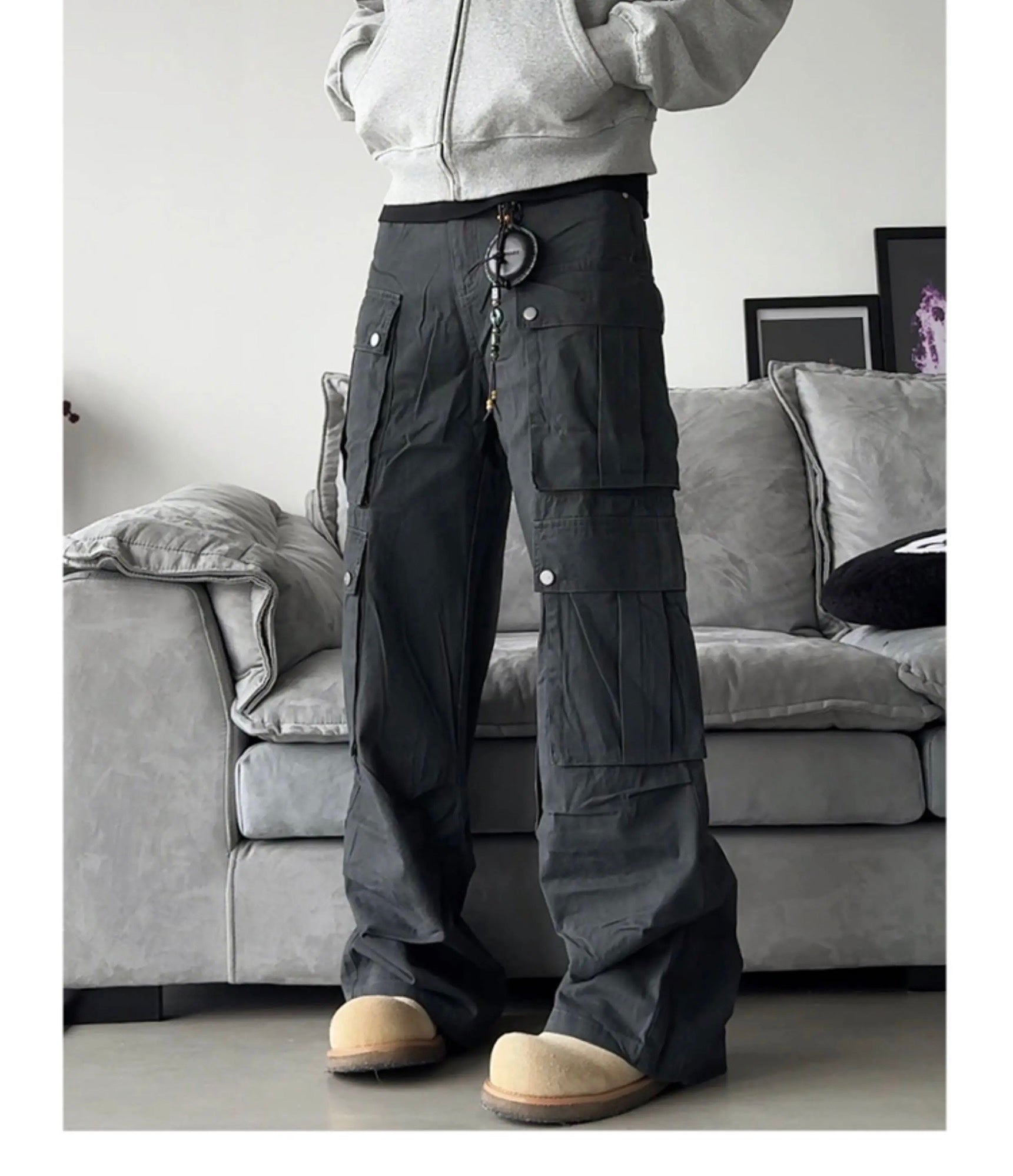 Men’s Multi-Pocket Cargo Pants – American Street Utility Workwear Trousers  FE0313