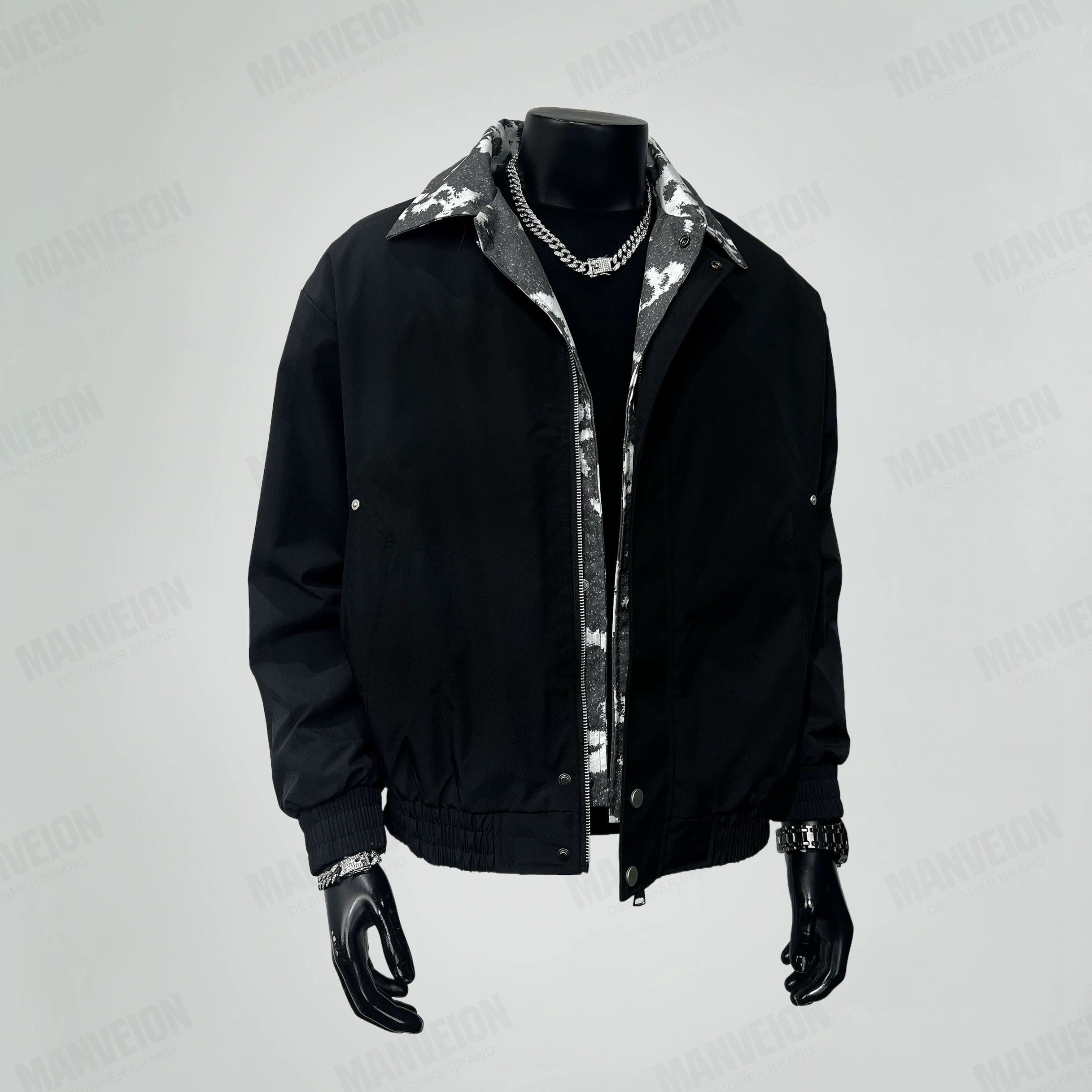 Men’s Vintage Layered Collar Jacket – Loose Fit Retro Streetwear Coat   FE0015