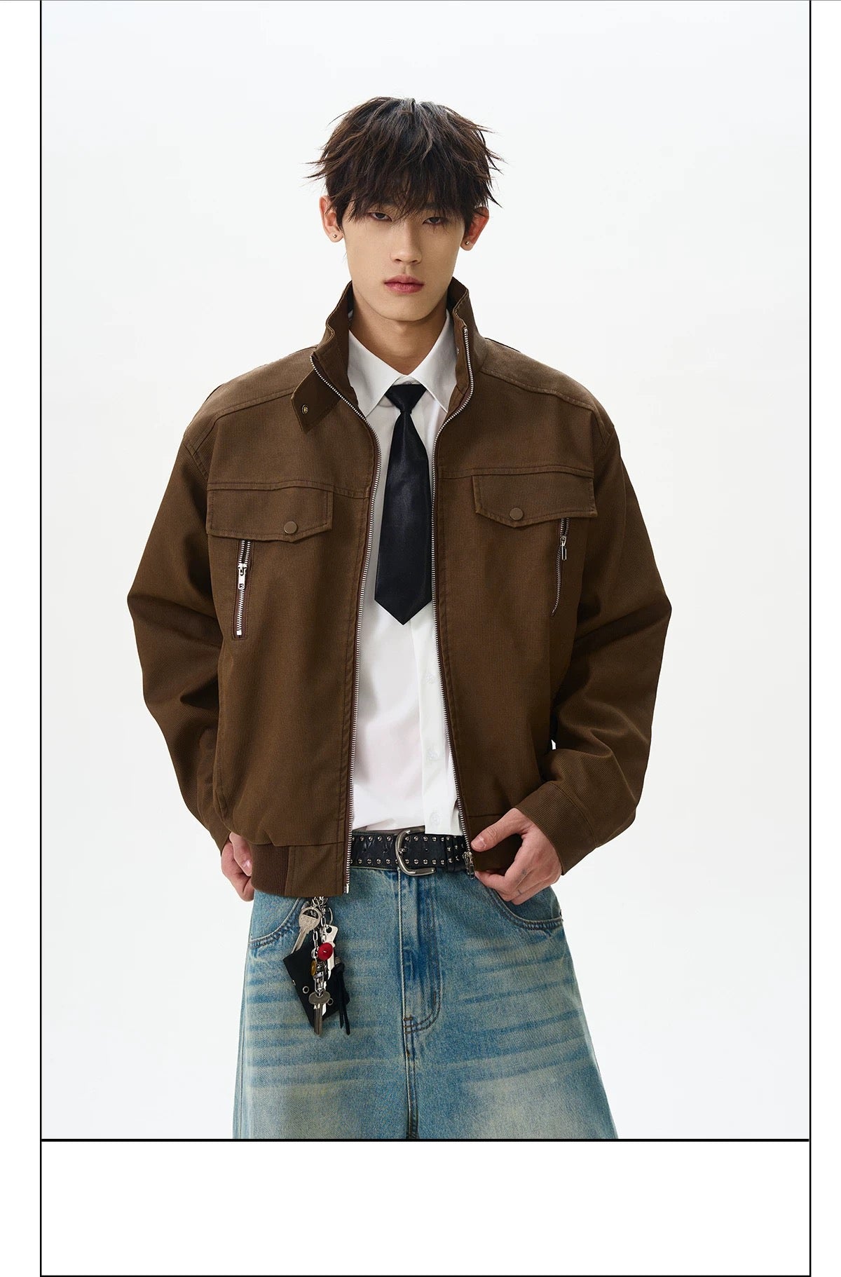 Men’s Stand-Collar American Streetwear Jacket   FE0086