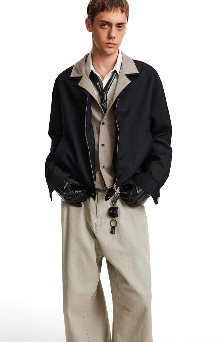 Men’s Deconstructed Layered Jacket – Vintage Minimal Street Outerwear   FE0034