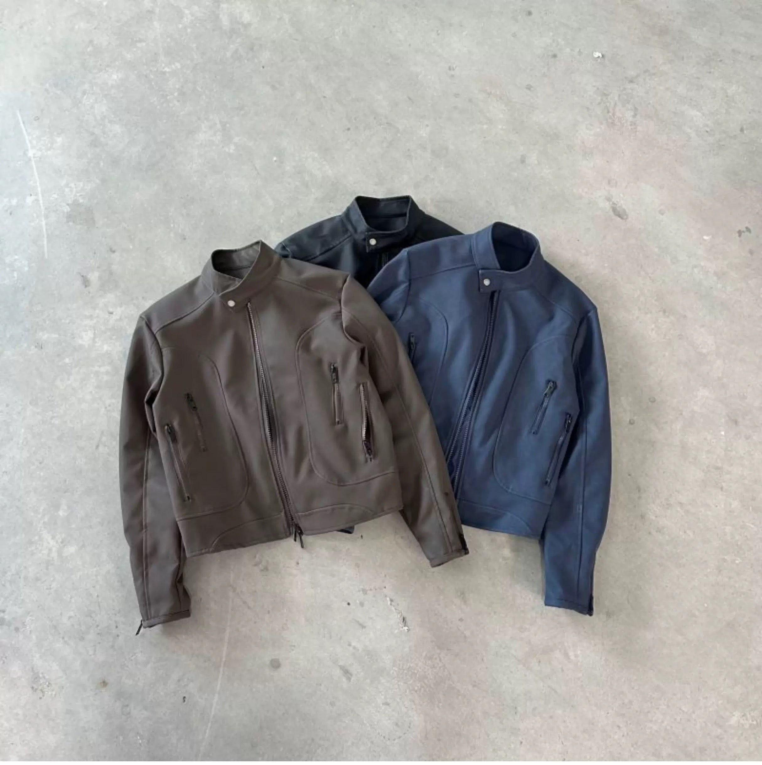 Men’s Deconstructed Patchwork Stand Collar Jacket – American Retro Street Outerwear FE0036