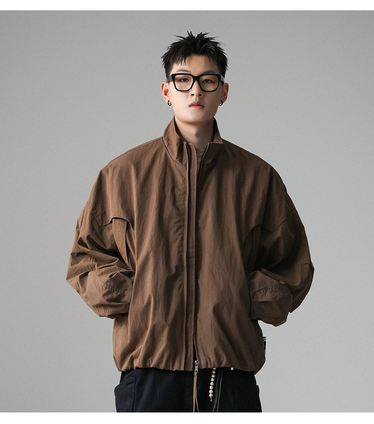 American Stand-Collar Jacket – Vintage Minimalist Streetwear Outerwear   FE0351