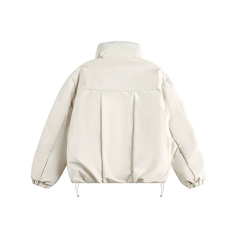 Men’s White Duck Down Stand Collar Puffer Jacket – Minimal Warm Winter Outerwear FE0039