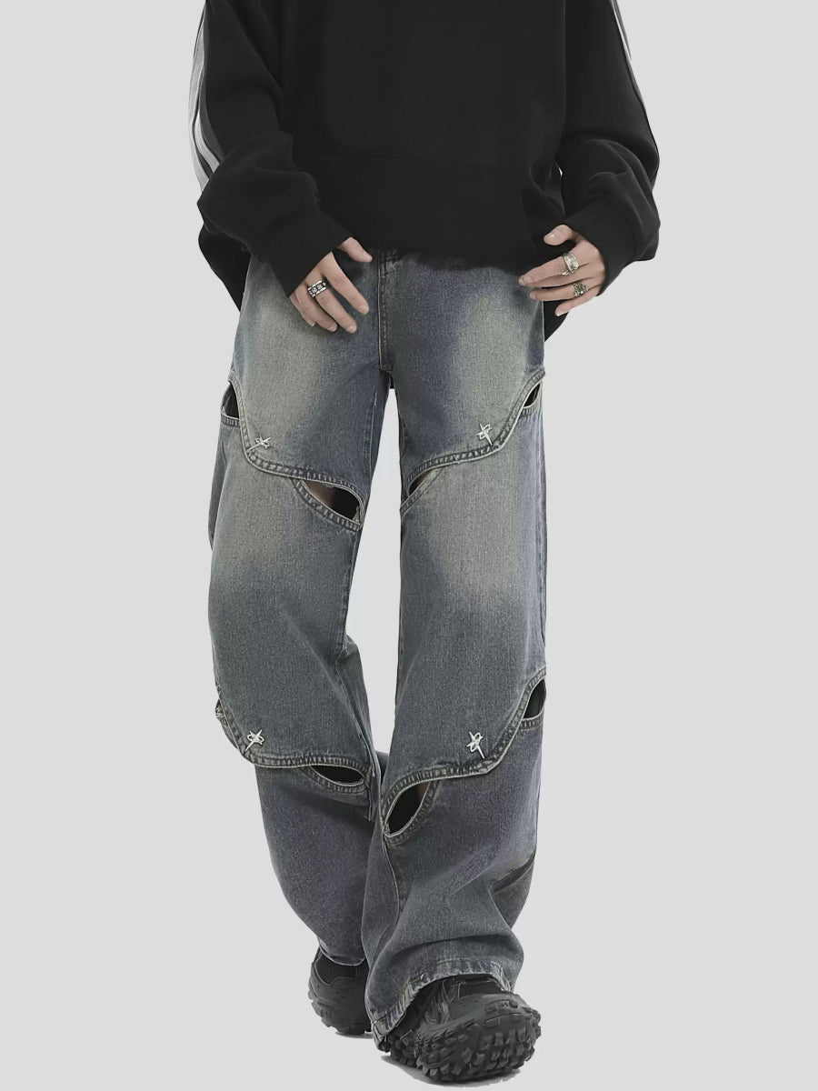 METAL HOLE BREAKING JEANS   FE0399