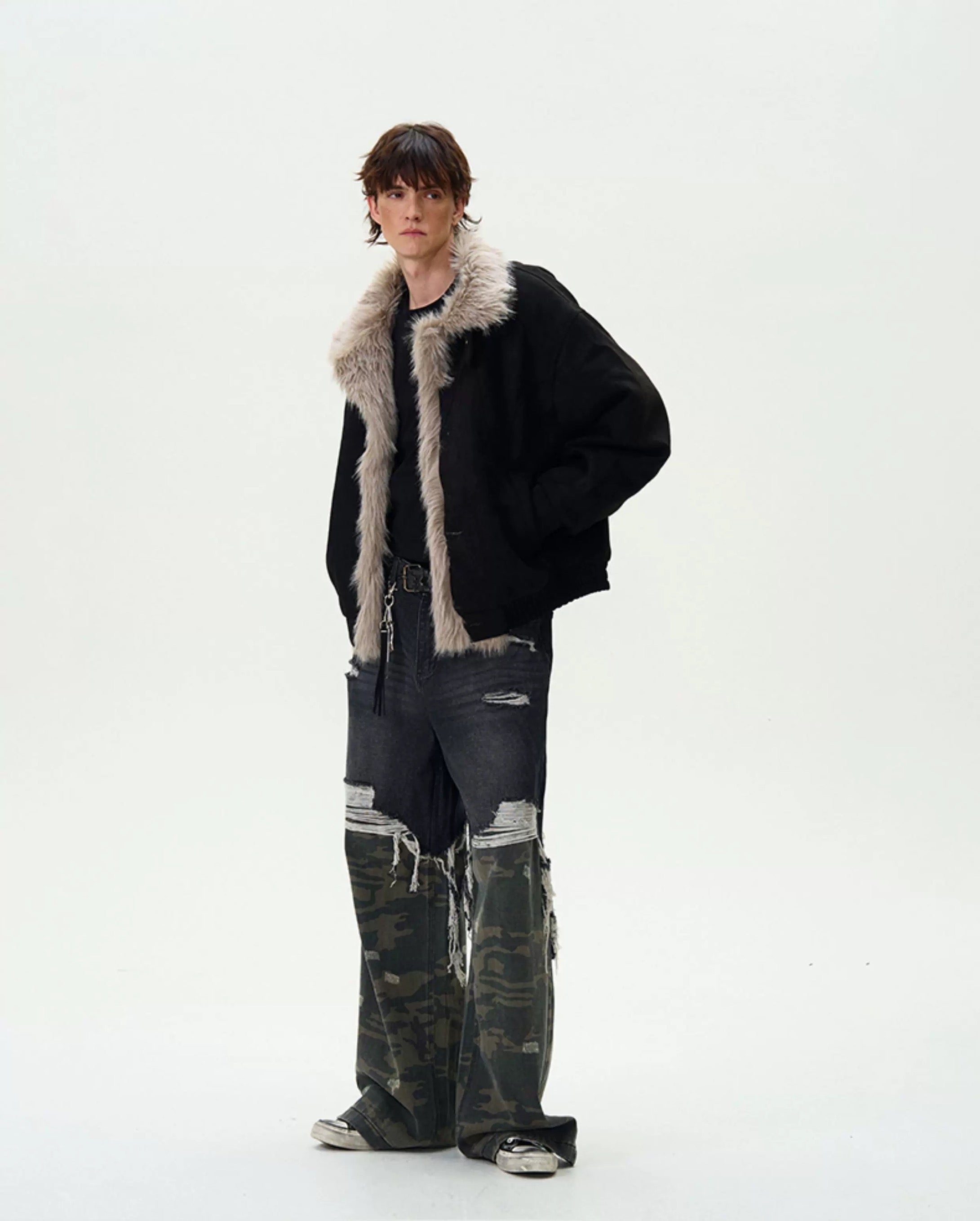 Men’s Vintage Washed Thick Padded Jacket – American Retro Winter Street Coat   FE0043