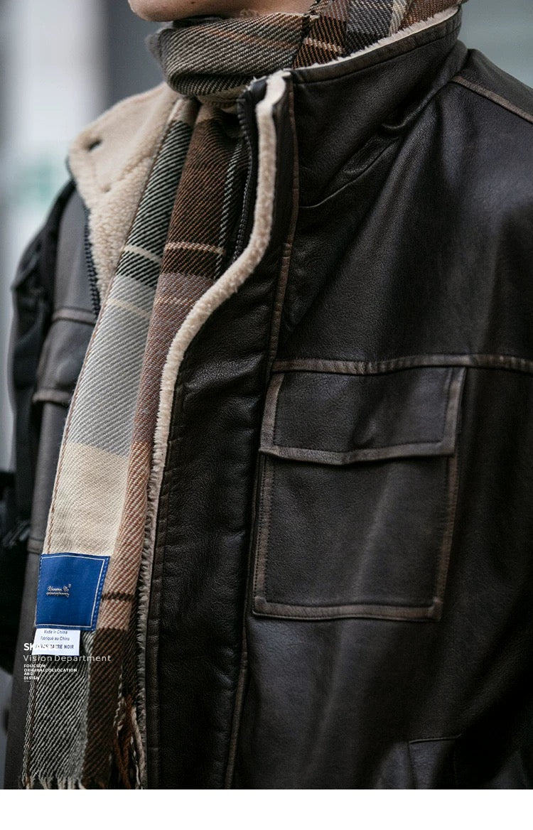 Morandi Brown Thickened Warm Lambswool Streetwear Coat   FE0269