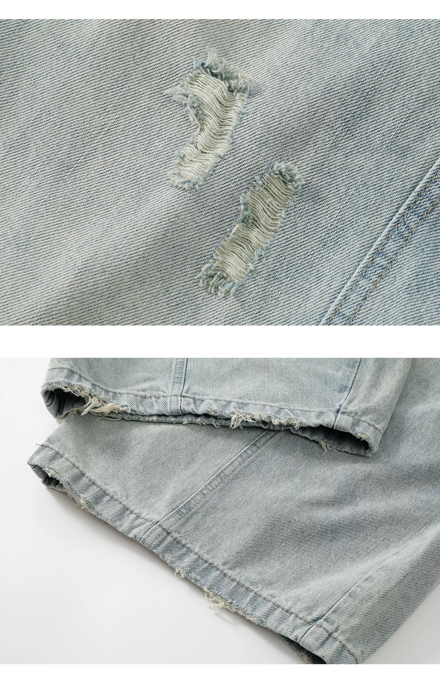 Men’s Vintage Ripped Wide-Leg Jeans – American Retro Streetwear Denim Pants   FE0018