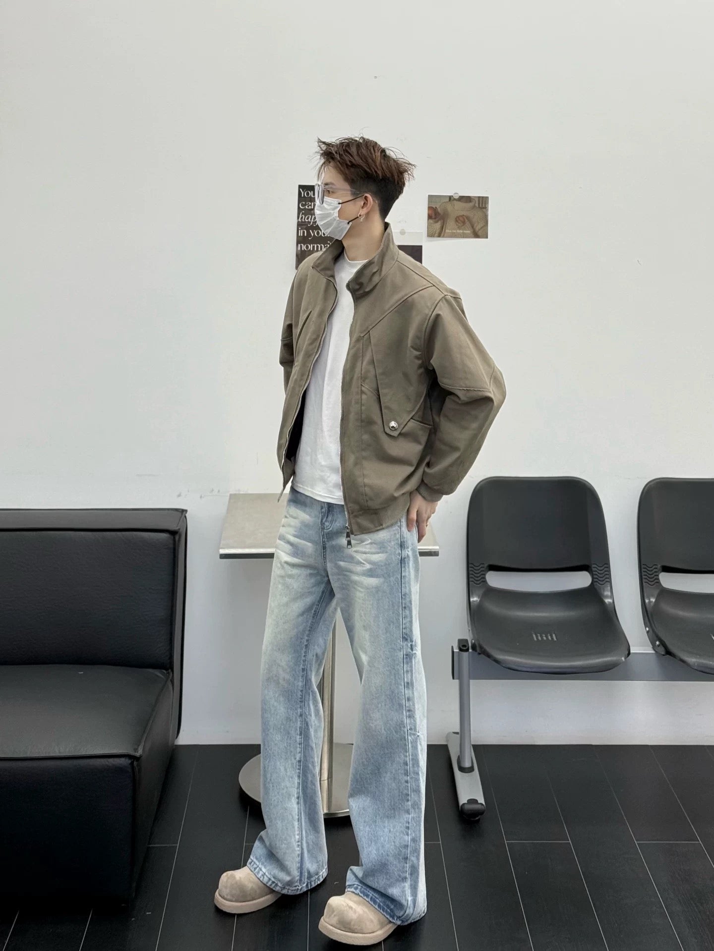 Men’s Stand Collar Jacket – Minimal Clean Fit Streetwear Outerwear   FE0048