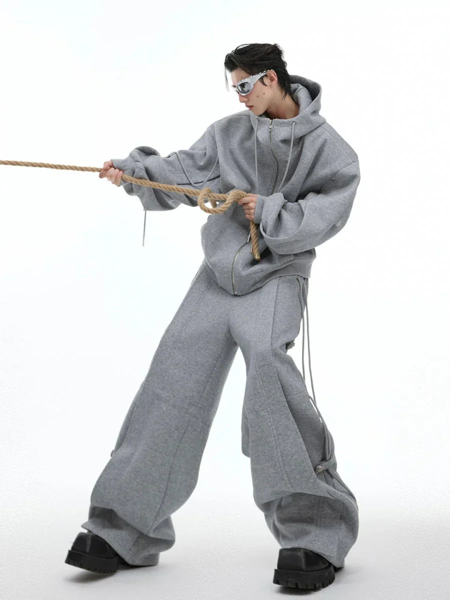 LOOSE HOODED SWEATER JACKET + BOTTOMS  FE0491
