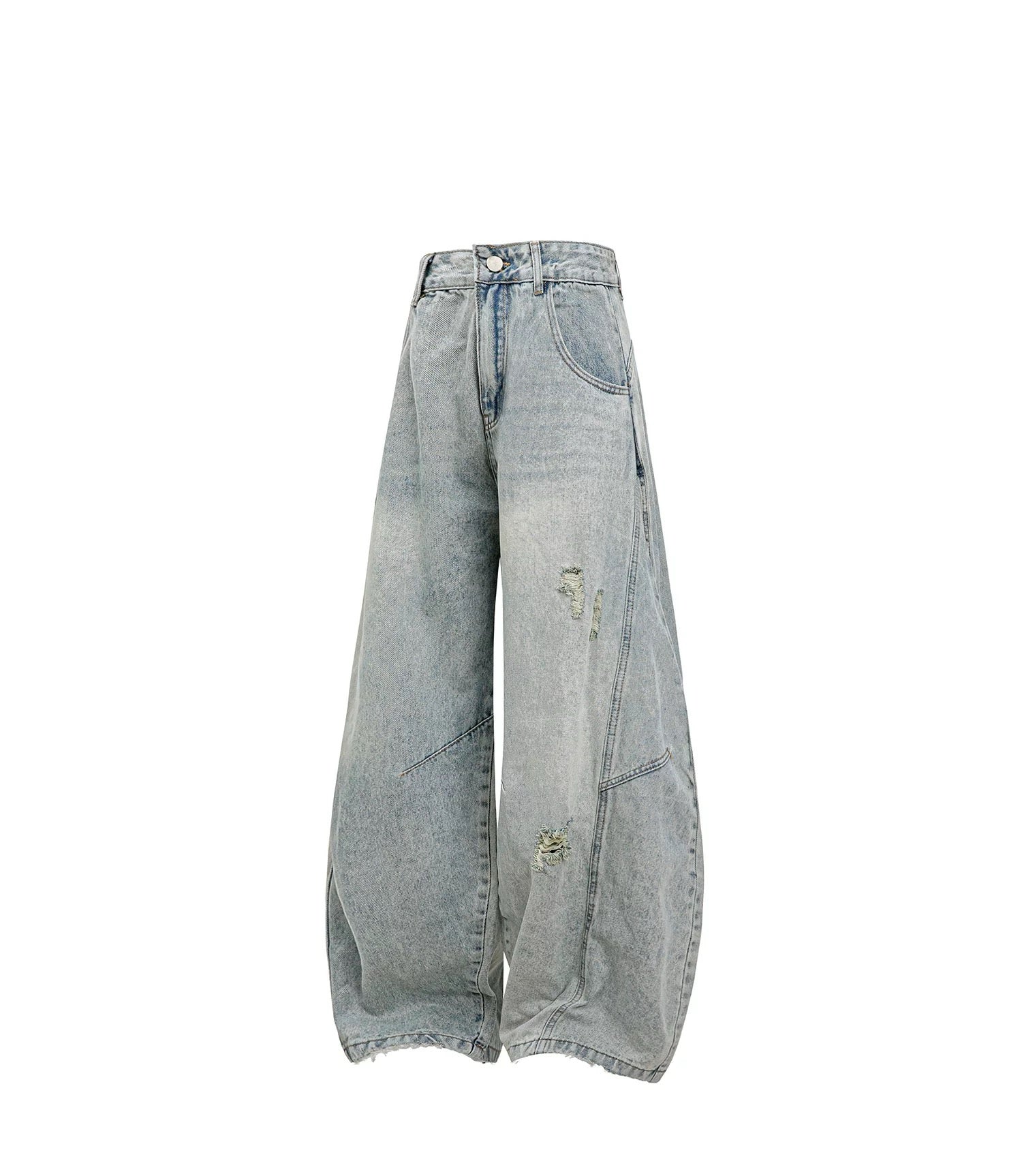 Men’s Vintage Ripped Wide-Leg Jeans – American Retro Streetwear Denim Pants   FE0018