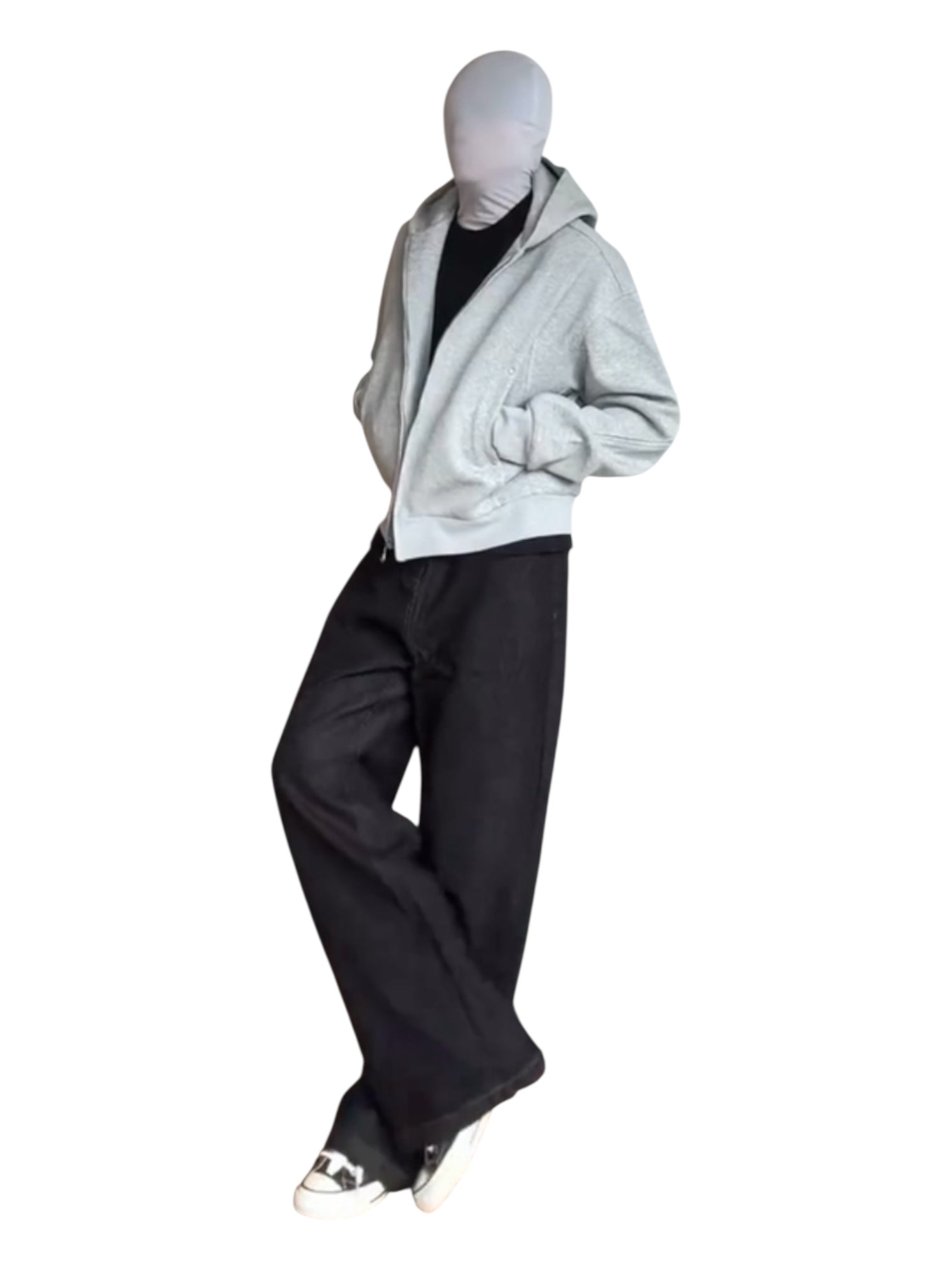 FAUX TWO-PIECE HOODED LOOSE JACKET  FE0215