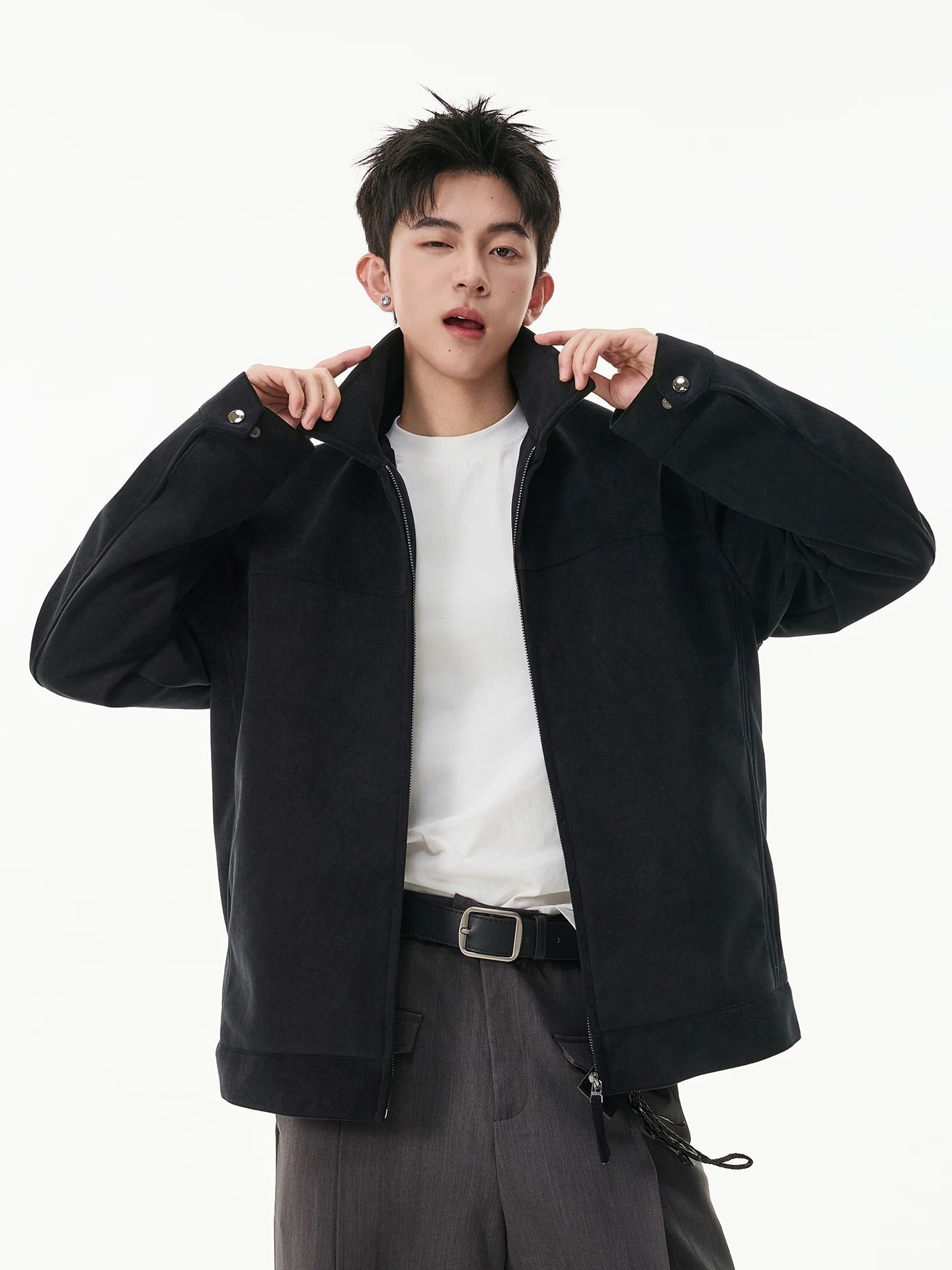 FAUX SUEDE HIP-HOP JACKET   FE0512