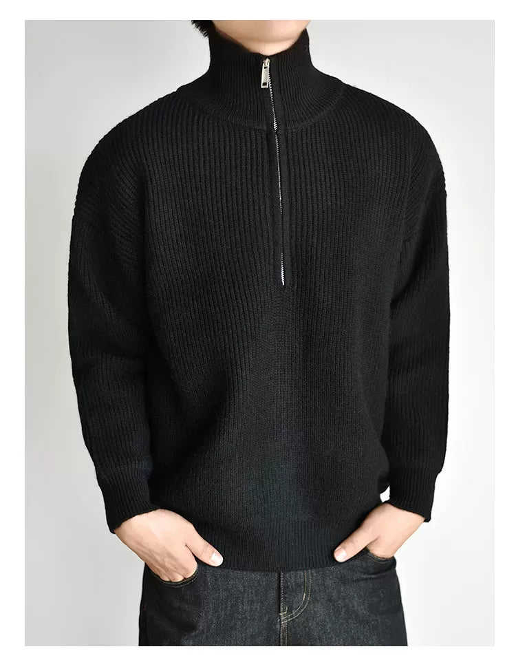 [Half Zipper] Knitted Sweater Sweater Autumn and Winter Thick Premium Pullover Jacket FE0726