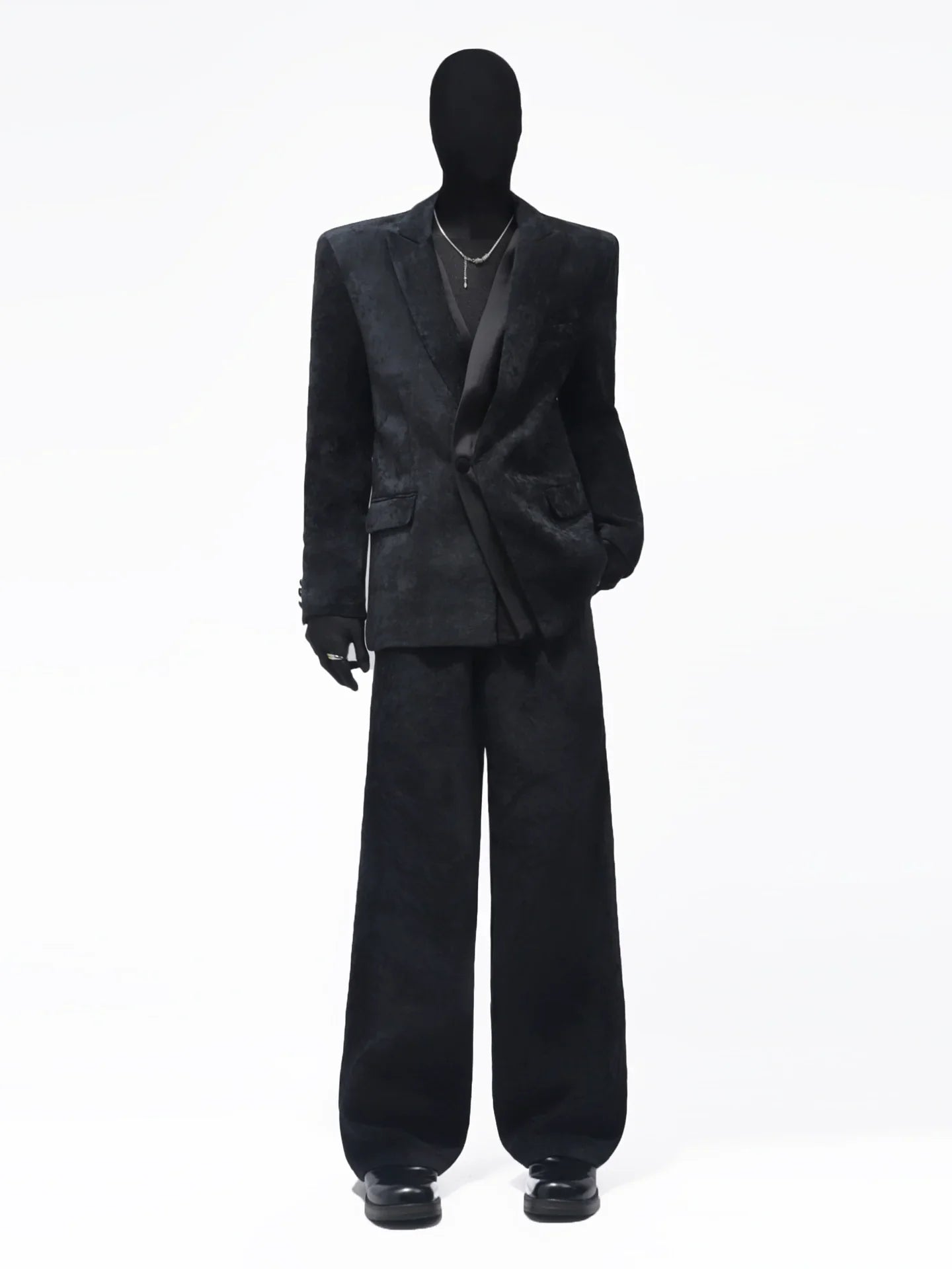 Autumn and winter chenille suit men's Korean version of ruffian handsome corduroy splicing blazer FE0595