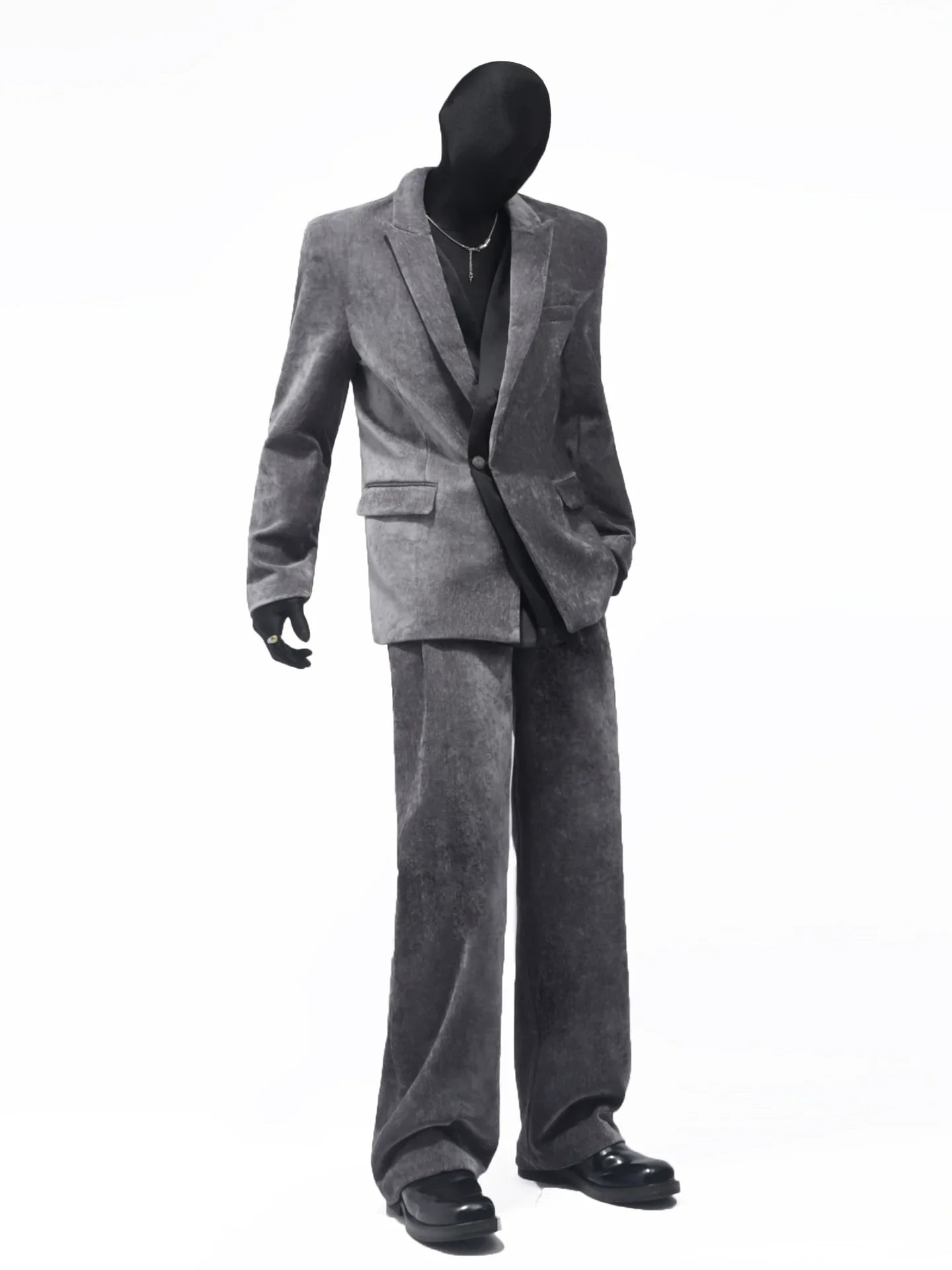 Autumn and winter chenille suit men's Korean version of ruffian handsome corduroy splicing blazer FE0595