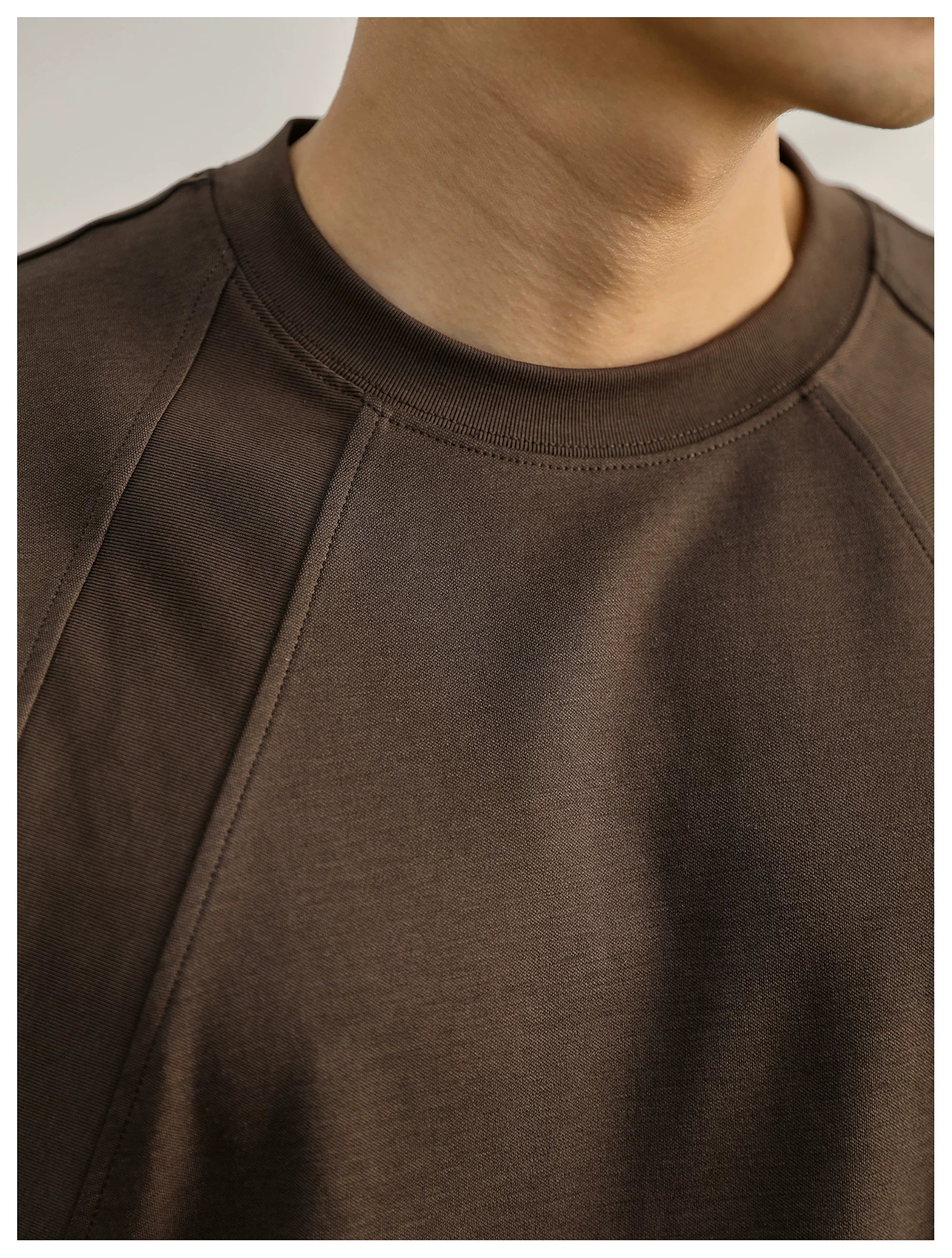 Summer American Splicing Micro Wide Half Sleeve Deconstruction Crisp T-Shirt FE0734