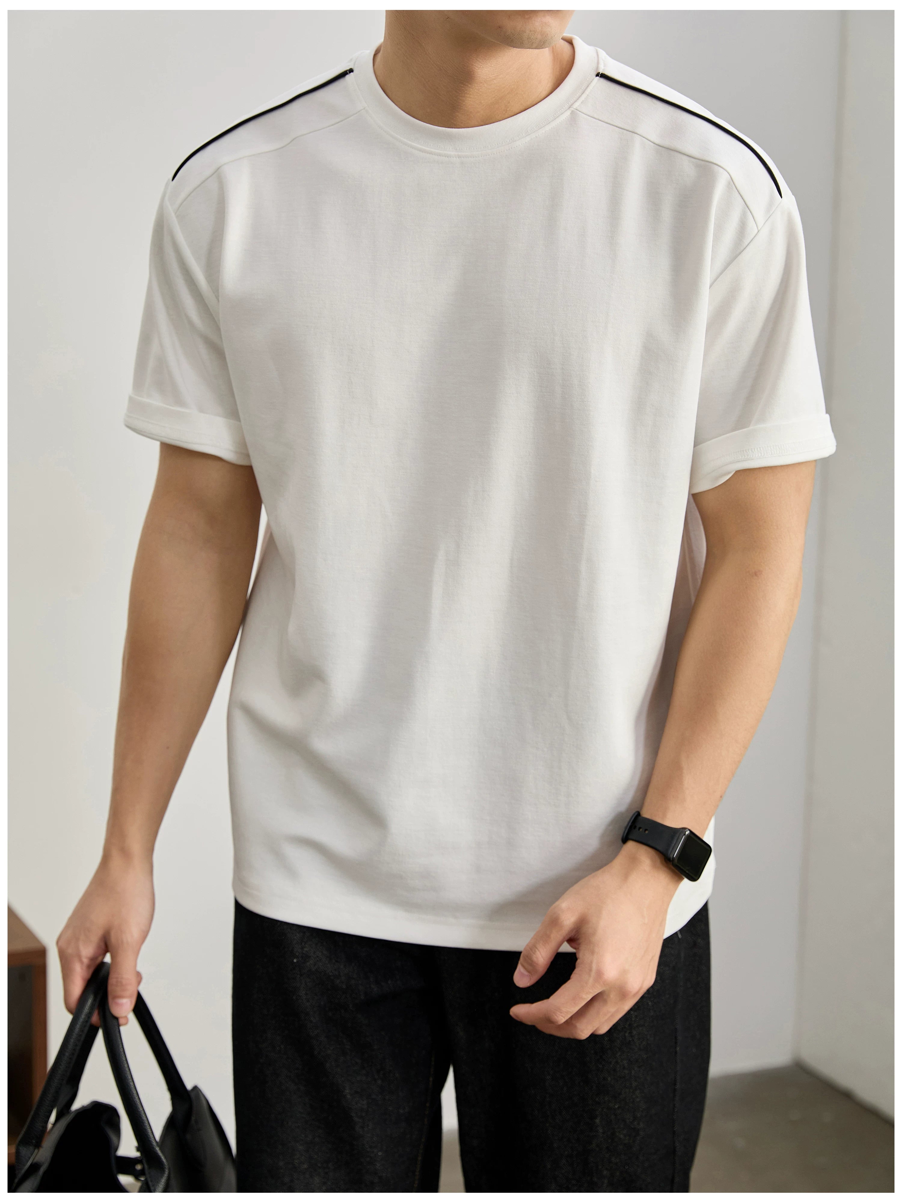 Simple washed cotton short-sleeved T-shirt FE0738
