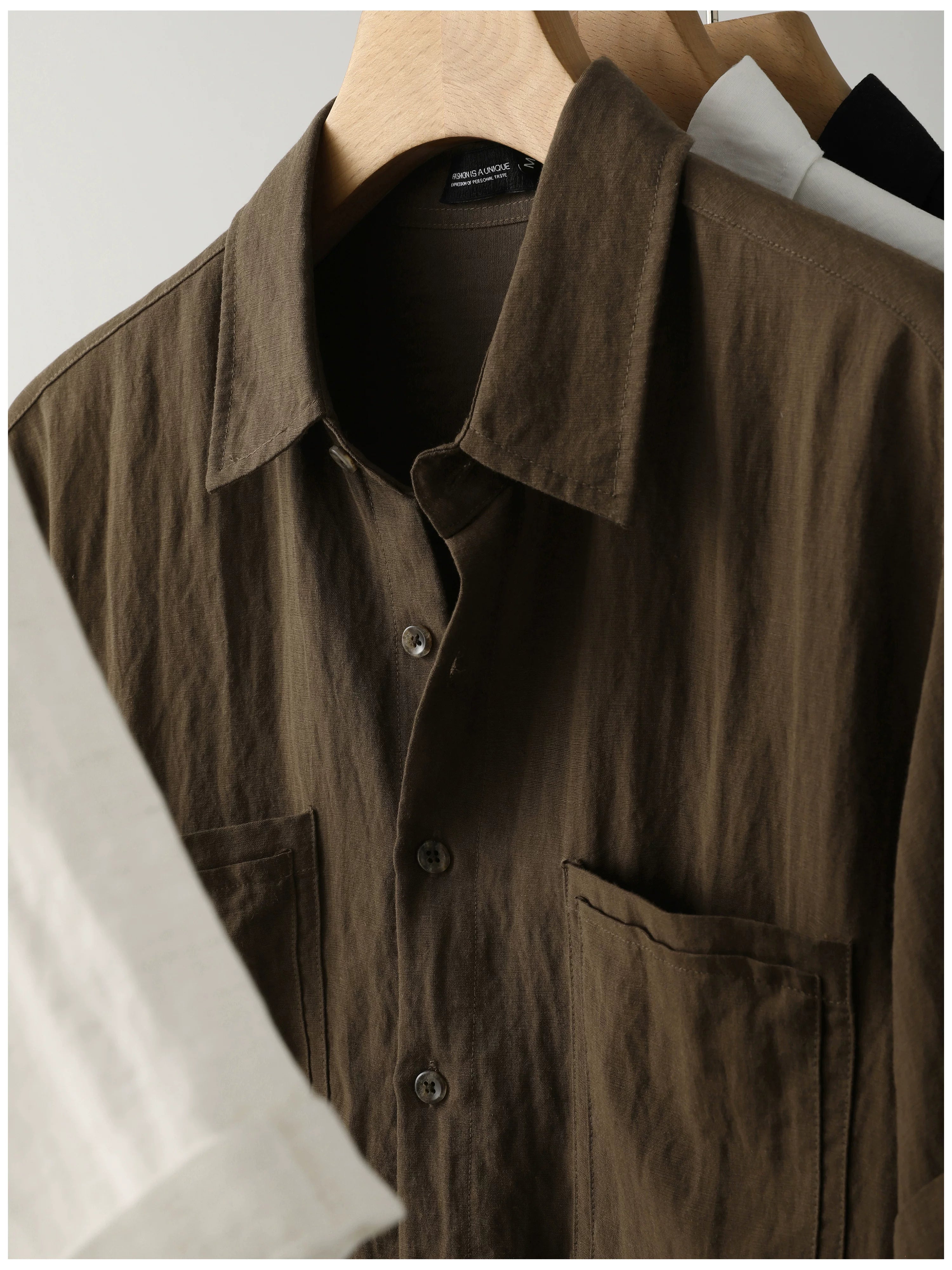 Lyocell Blended Linen Thin Breathable Short Sleeve Shirt FE0728