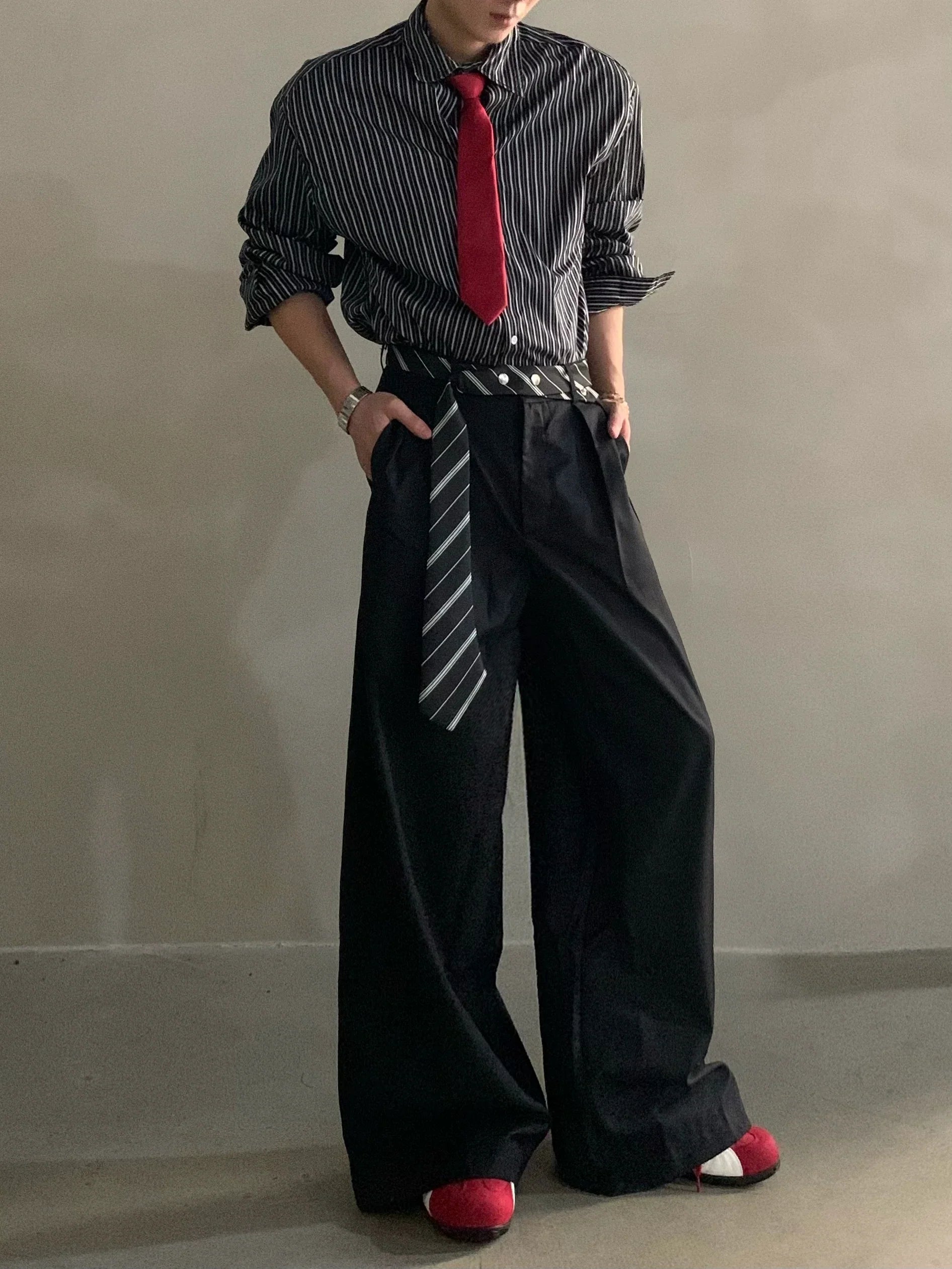 High-end niche scarf design scimitar casual pants  FE0678