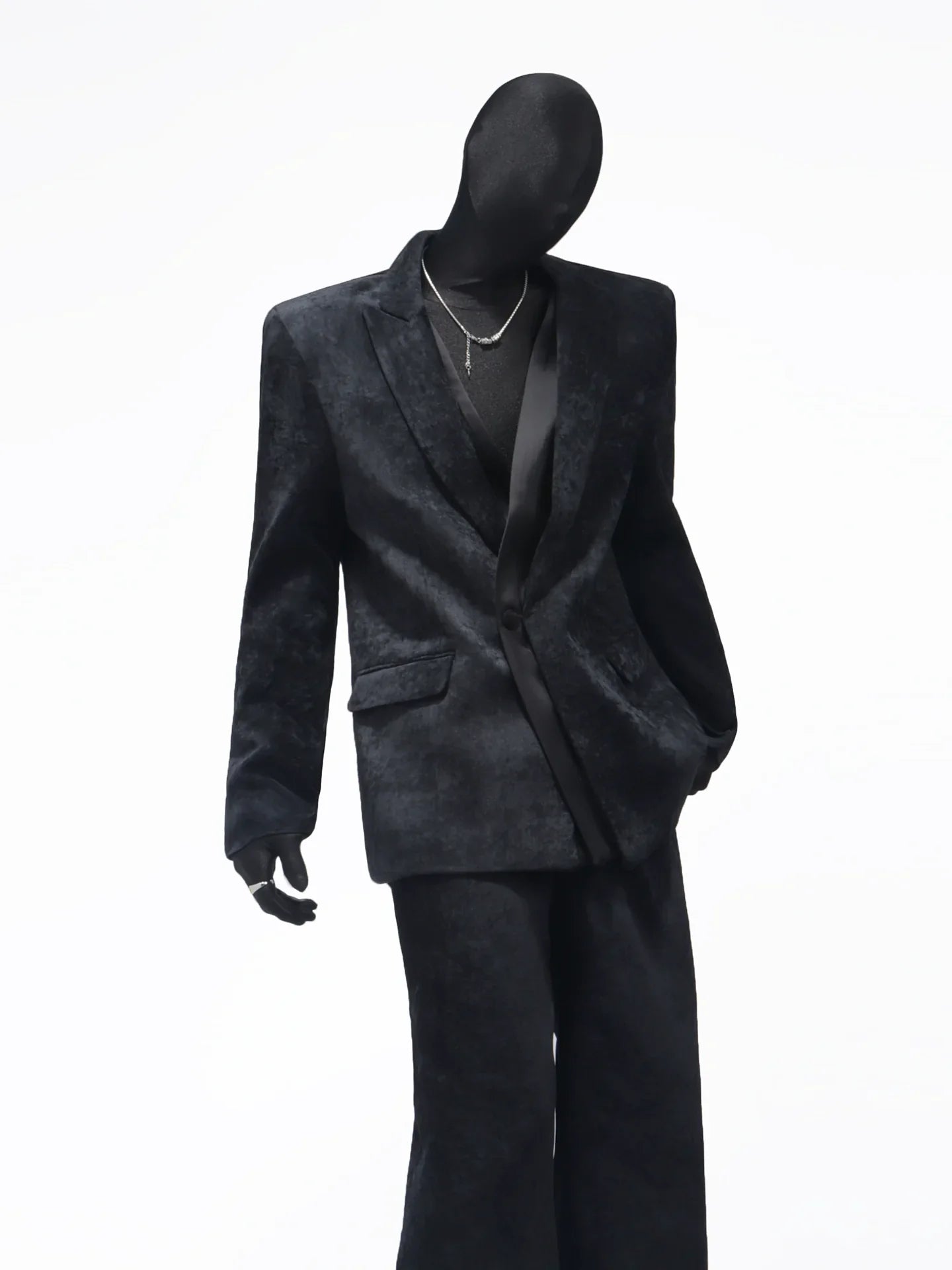 Autumn and winter chenille suit men's Korean version of ruffian handsome corduroy splicing blazer FE0595
