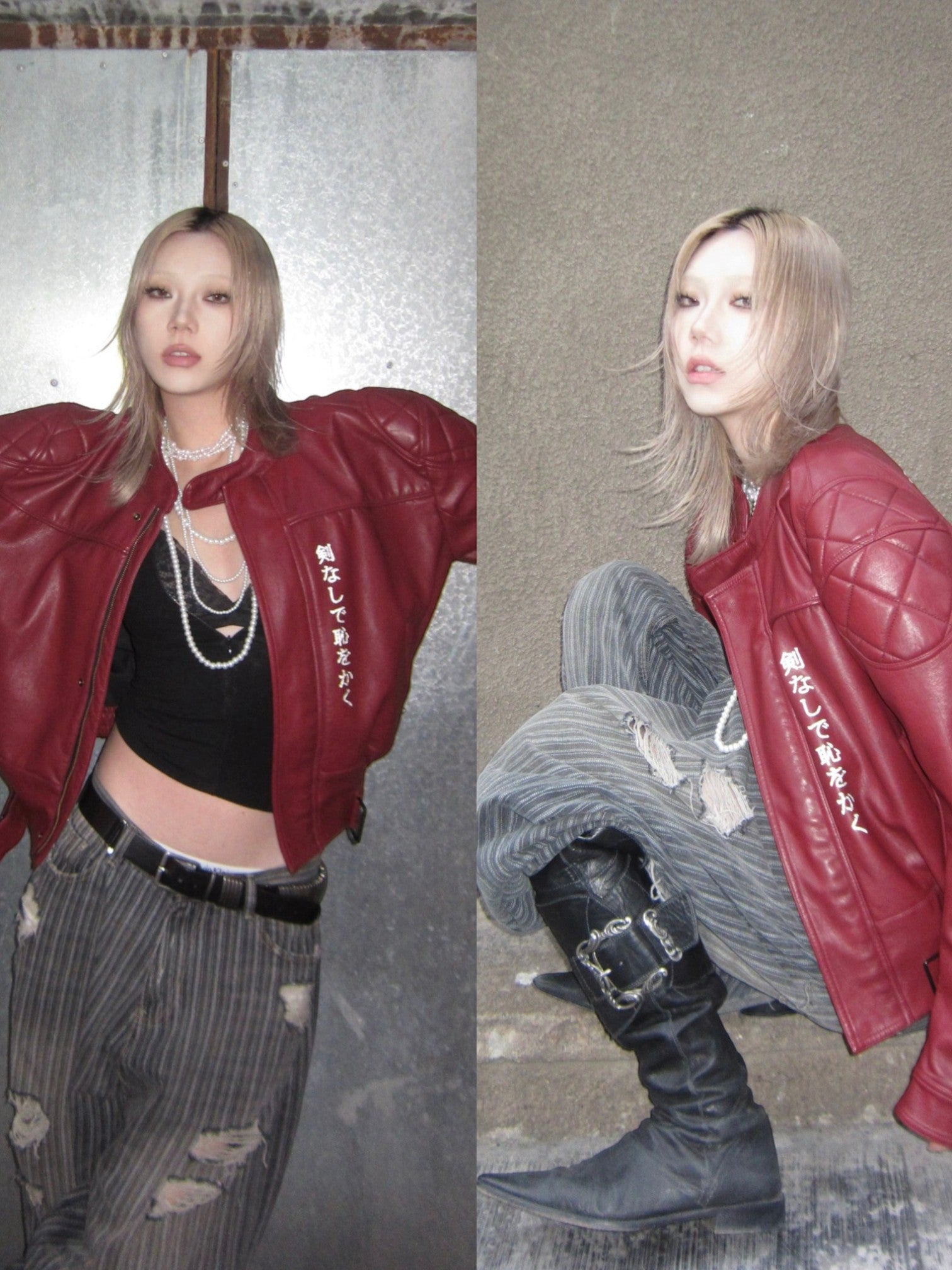 DRAGON-BLADE FAUX LEATHER JACKET  FE0214