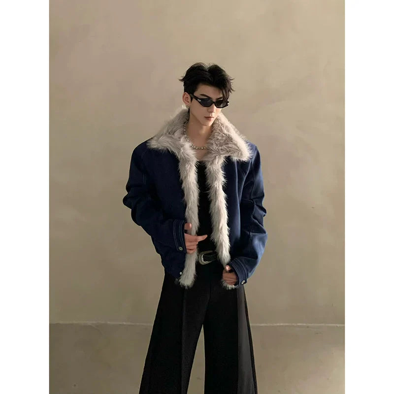Winter niche high-end ruffian handsome sweater-neck cotton-padded jacket for men with thickened thermal seat mountain carving cotton-padded jacket  FE0636