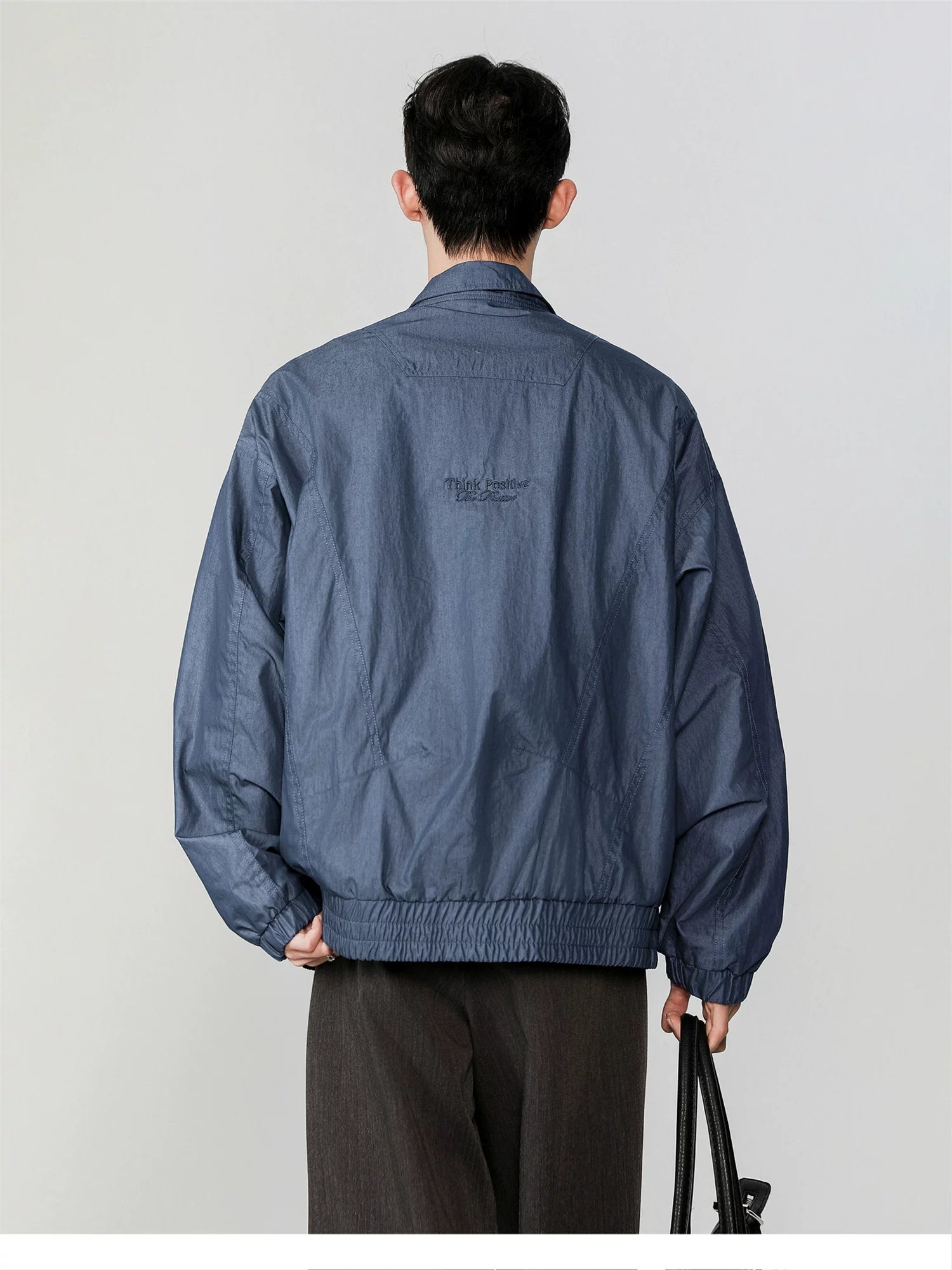 Slant lapel mercerized blue jacket FE0712