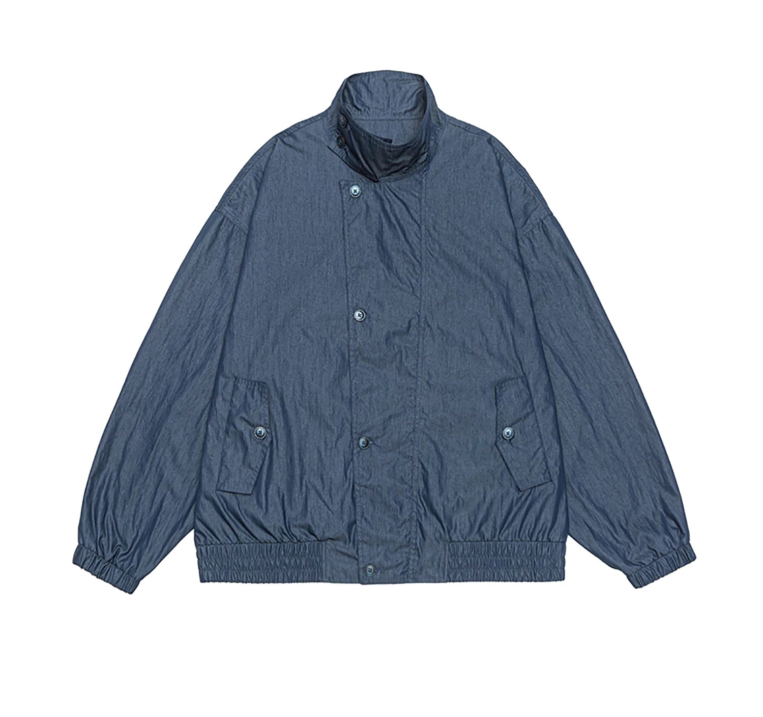 Slant lapel mercerized blue jacket FE0712