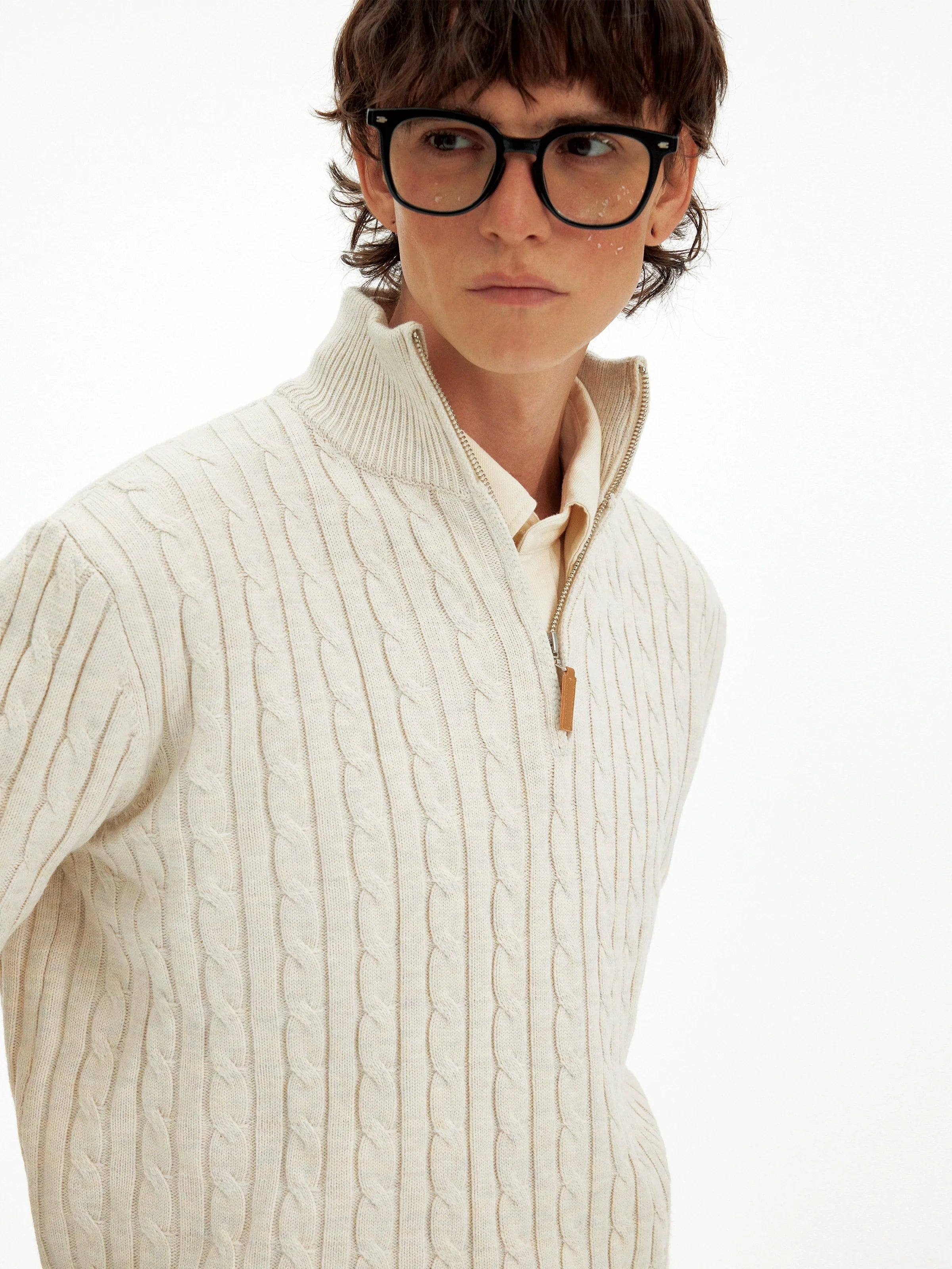 American retro twisted half-zipper sweater  FE0638