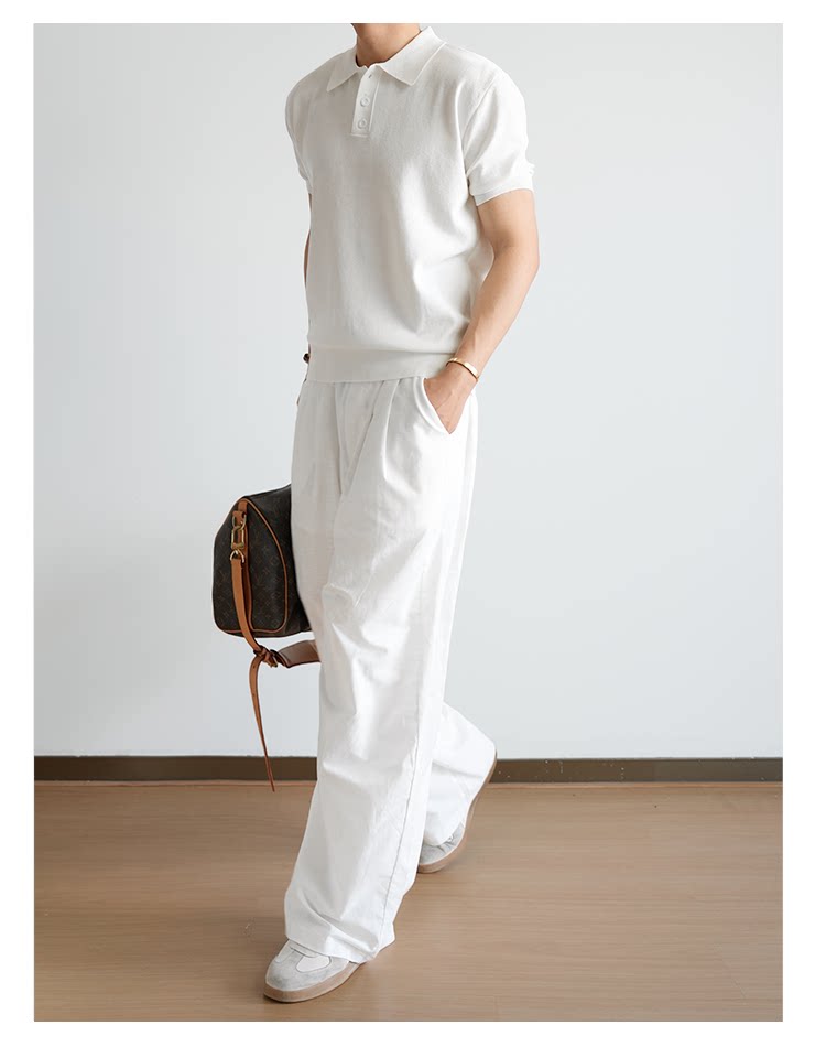 Old Money Wind Lapel POLO Shirt Knitted Short Sleeve Summer Thin Breathable Slim Fit FE0719