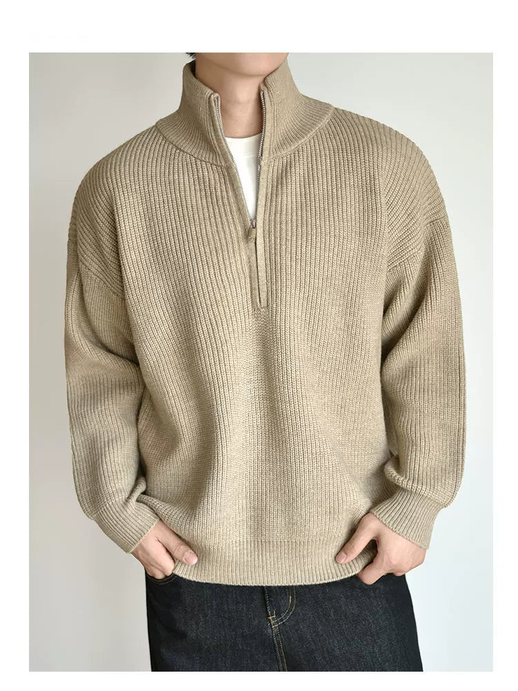 [Half Zipper] Knitted Sweater Sweater Autumn and Winter Thick Premium Pullover Jacket FE0726