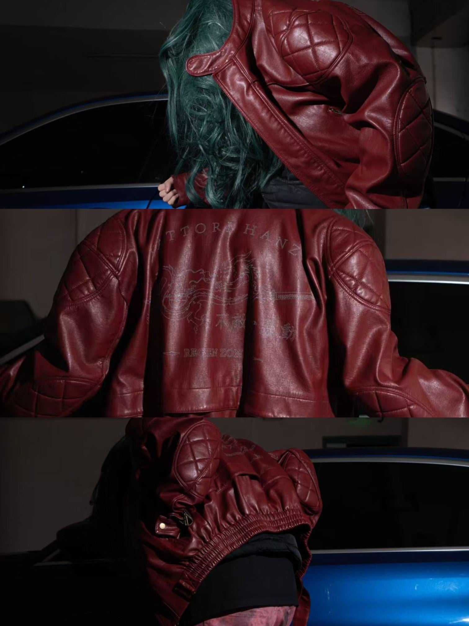 DRAGON-BLADE FAUX LEATHER JACKET  FE0214