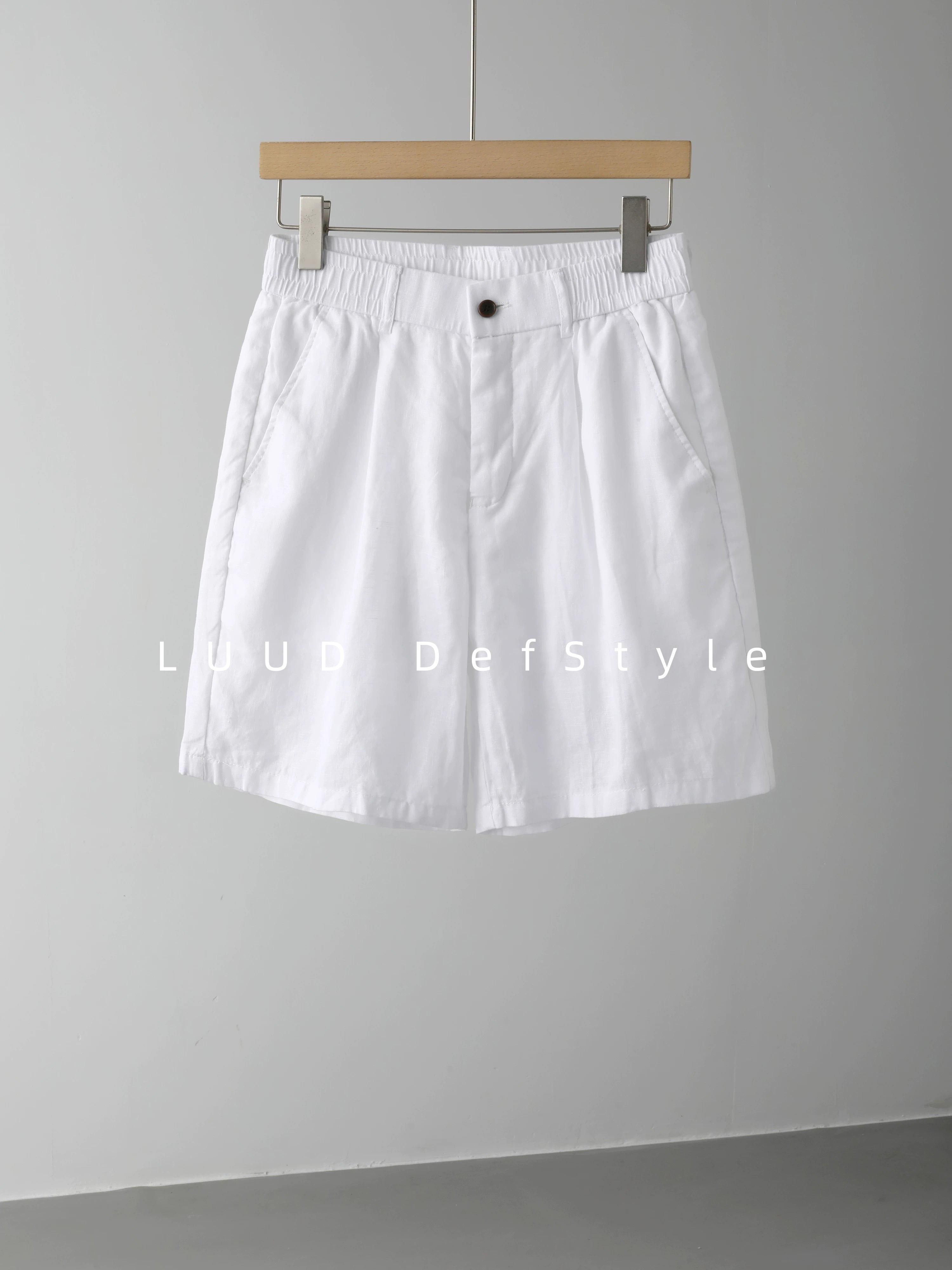 Old Money Drop Straight Double Pleated 100% Pure Linen Shorts FE0729