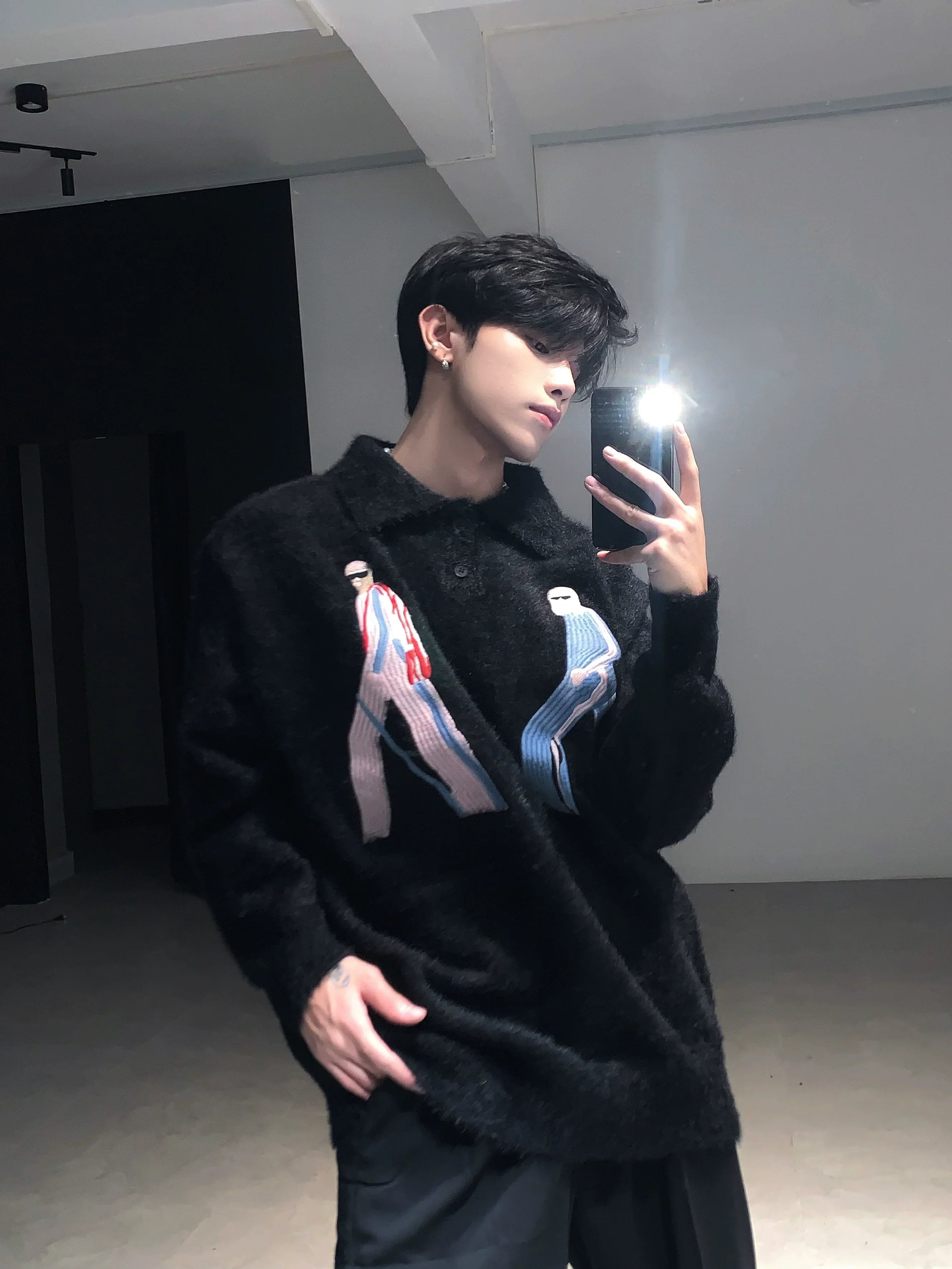 Premium mink hair sweater jacket   FE0644
