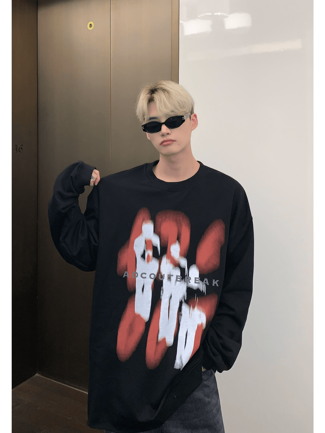 [CUIBUJU] color contrast printing sweater FE0658