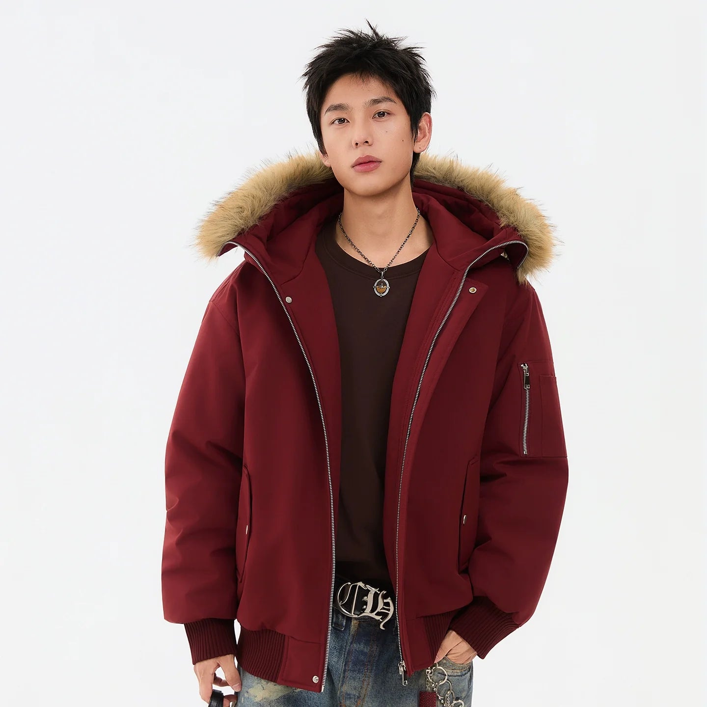 Fur collar hooded cotton jacket  FE0448