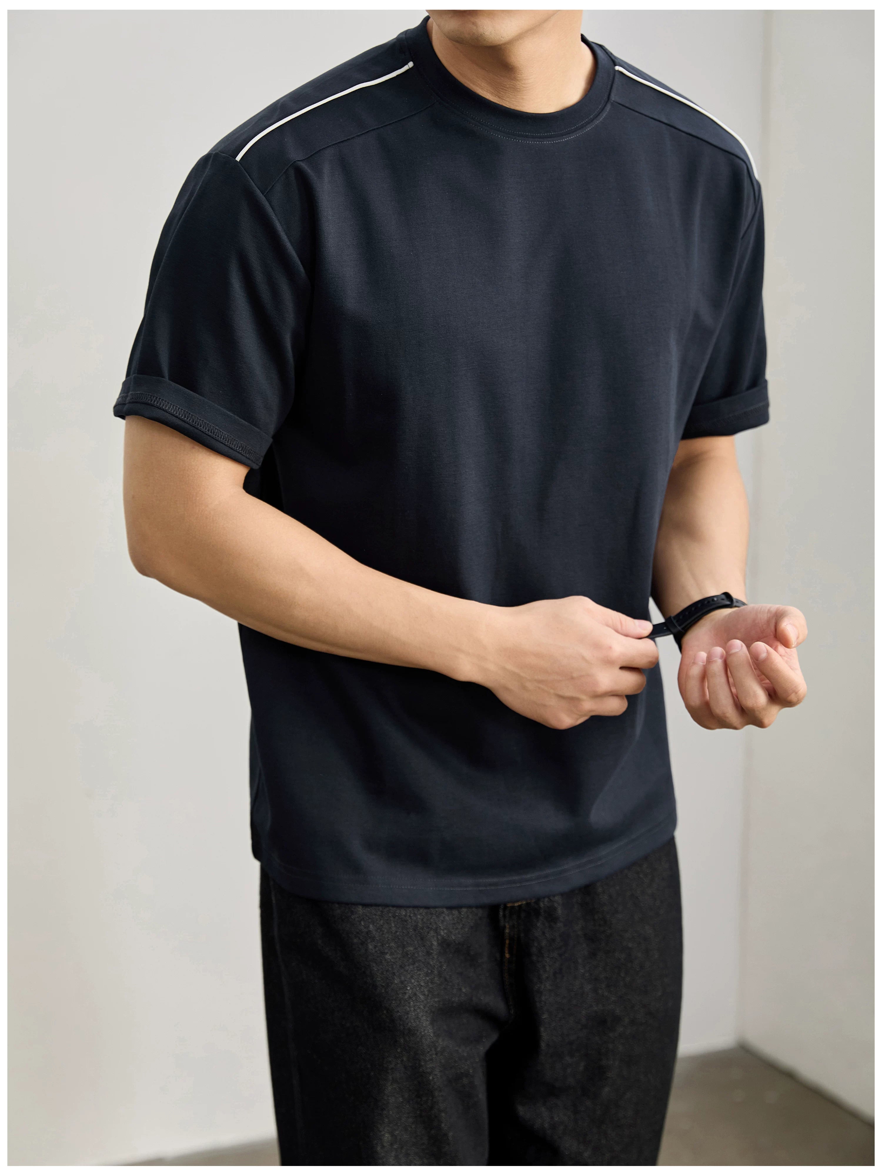 Simple washed cotton short-sleeved T-shirt FE0738